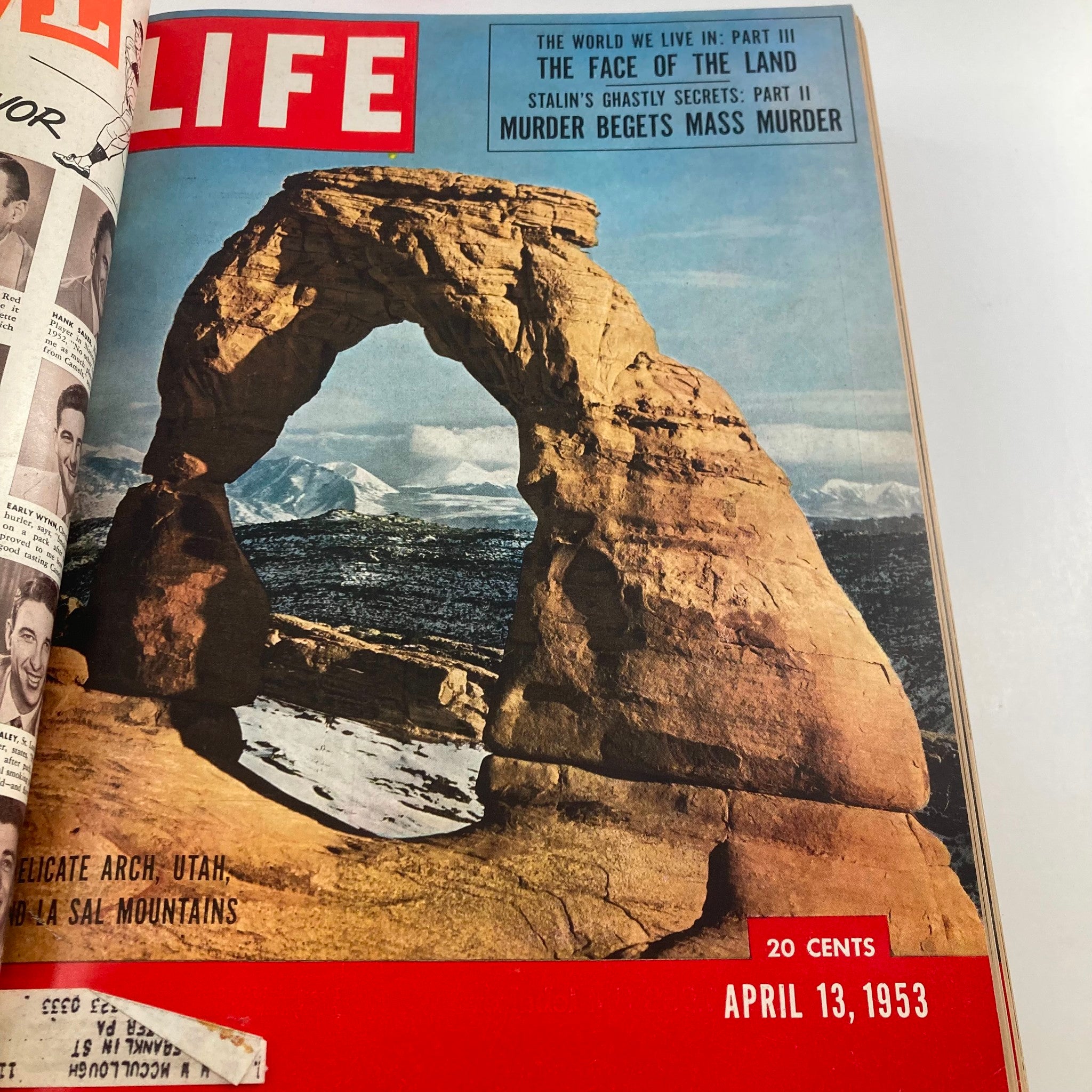 VTG 1953 Bound Life Magazine April - June Weekly Issue cover showcasing Delicate Arch in Utah from the April 13, 1953 issue