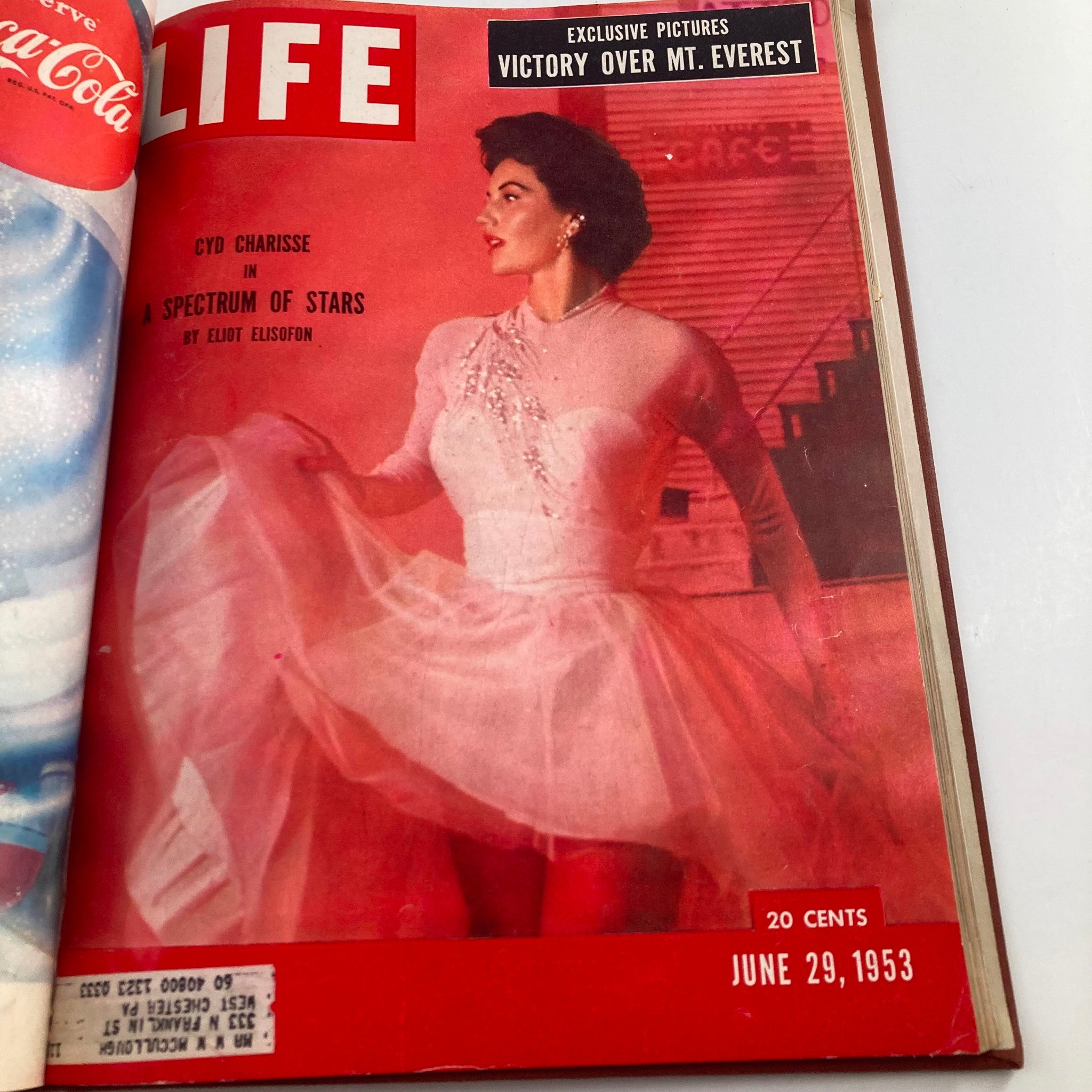 VTG 1953 Bound Life Magazine April - June Weekly Issue - Cover featuring Cyd Charisse in a glamorous pose from the June 29, 1953 issue.