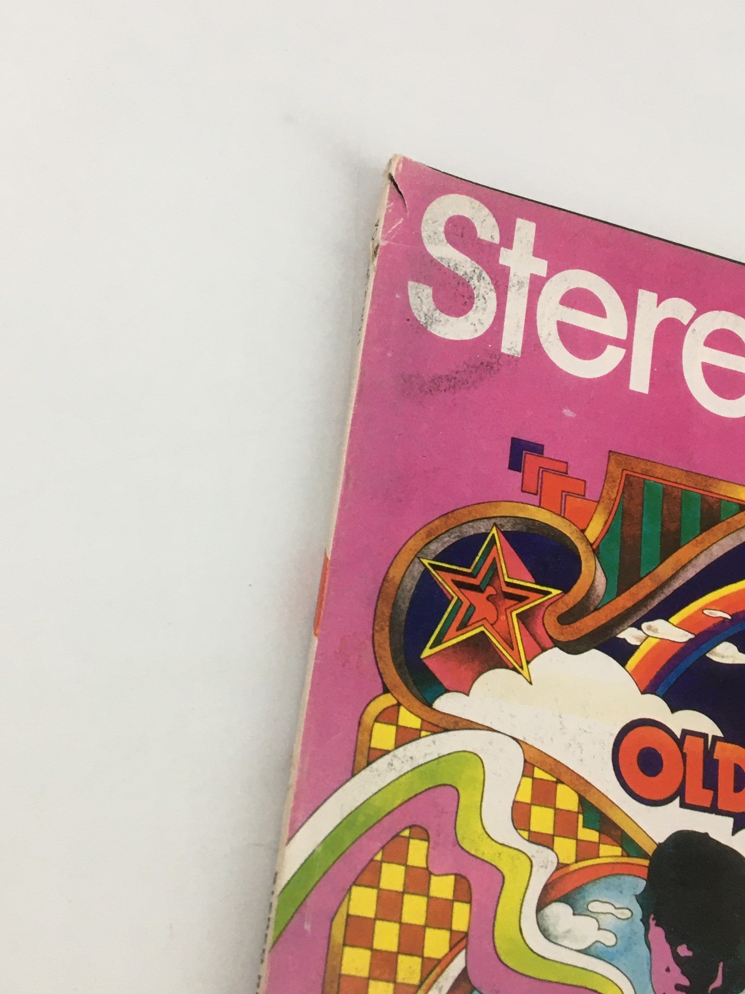 Close-up of the top section of the VTG Stereo Review Magazine January 1972 cover highlighting the title 'Old Country Road'.