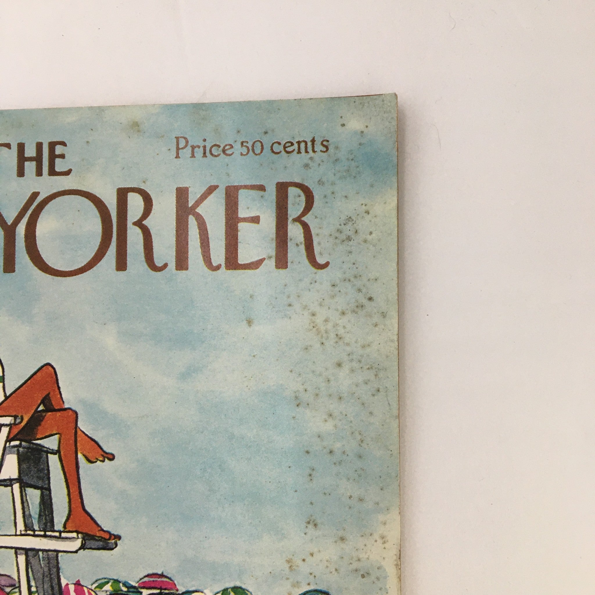 Cover of The New Yorker Magazine September 2, 1972 featuring artwork by Charles Saxon, depicting a lifeguard sitting on a chair with beach umbrellas in the background.