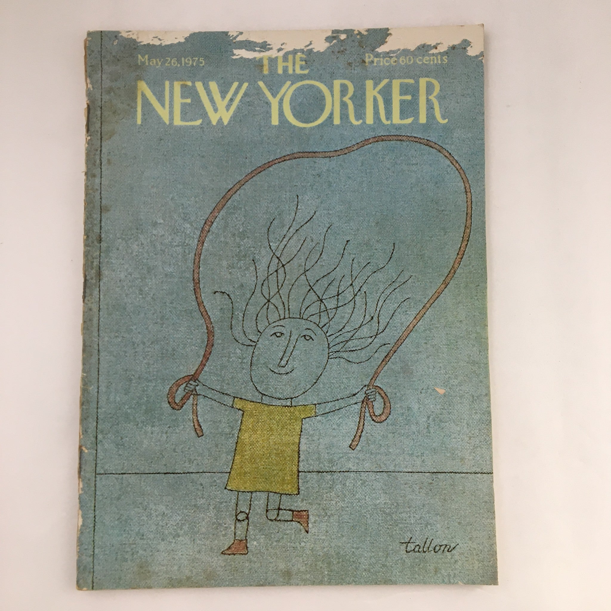 Cover of The New Yorker Magazine dated May 26, 1975, featuring a whimsical illustration of a little girl jumping rope by artist Robert Tallon.