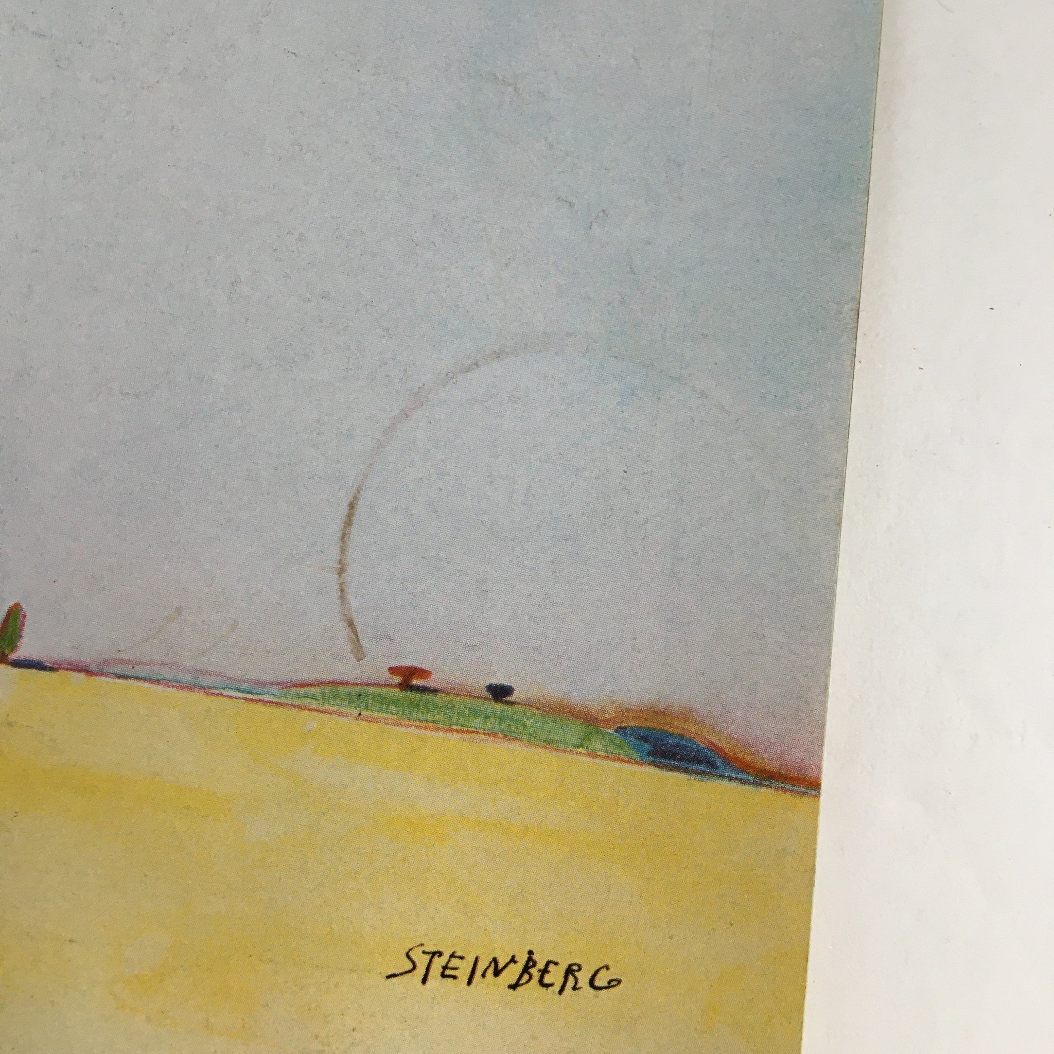 Artistic detail featuring Saul Steinberg's signature from The New Yorker Magazine August 25 1975 cover, showcasing Steinberg's unique style.