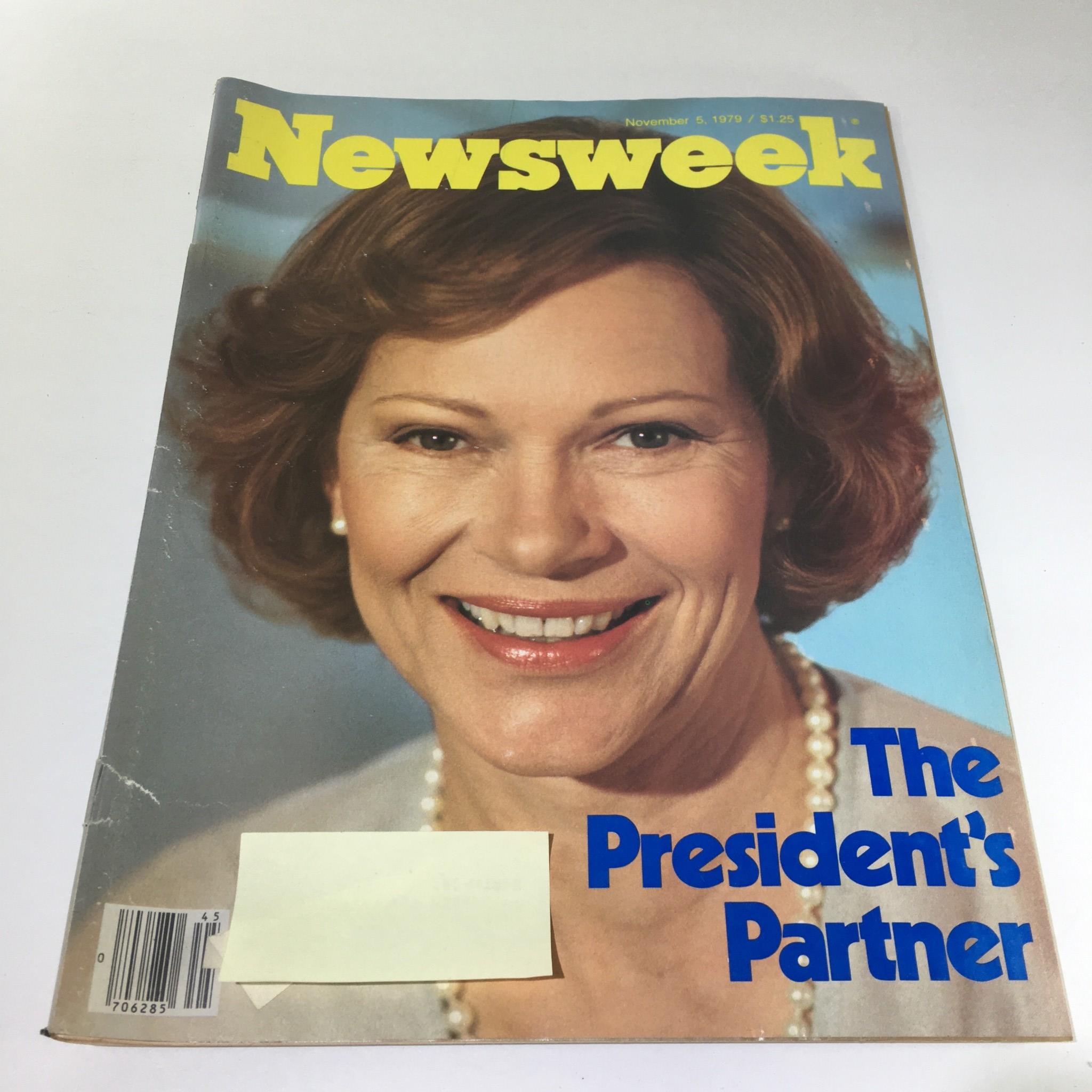 Vintage Newsweek Magazine cover from November 5, 1979 featuring the title 'The President's Partner' with a smiling woman, indicative of political themes and historical context of the late 70s.