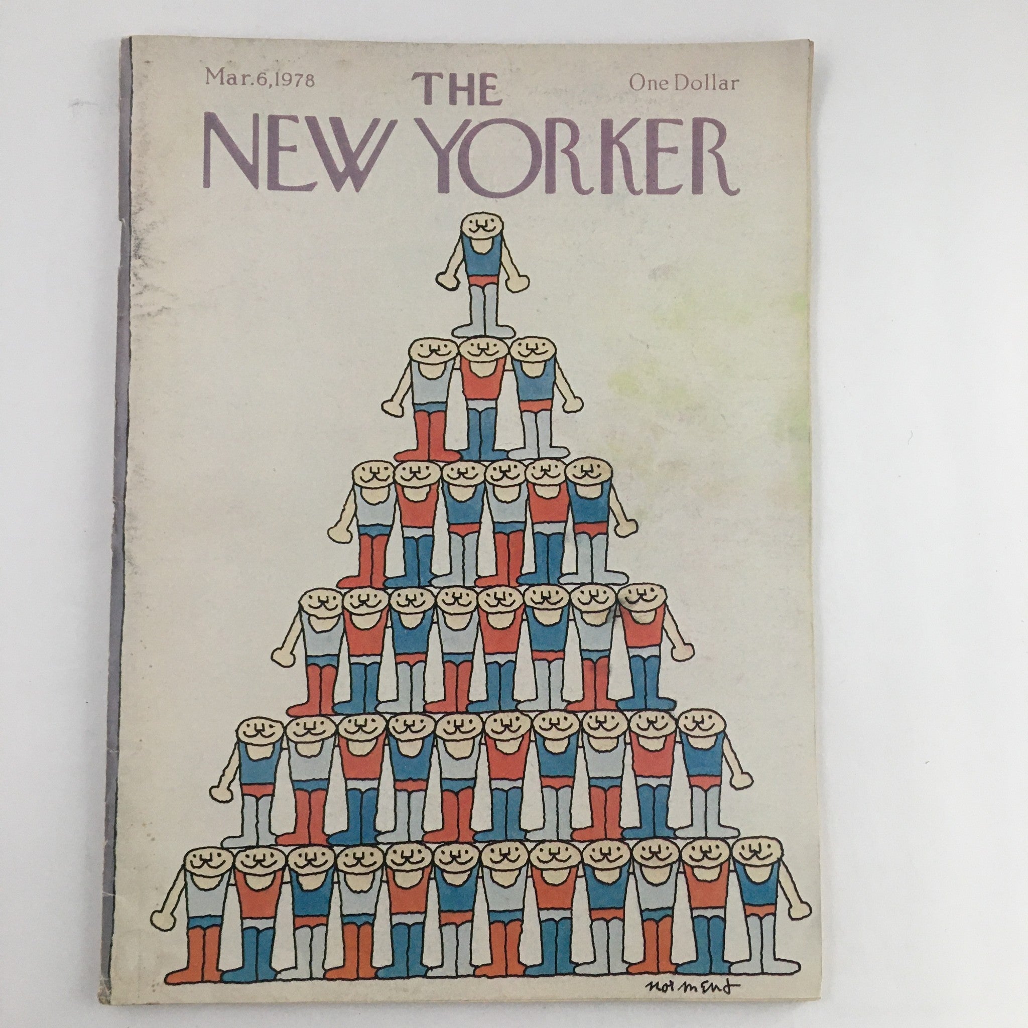 Cover of The New Yorker Magazine March 6 1978 featuring 'Tower Pyramid' by John Norment, illustrated with a pyramid of character figures.