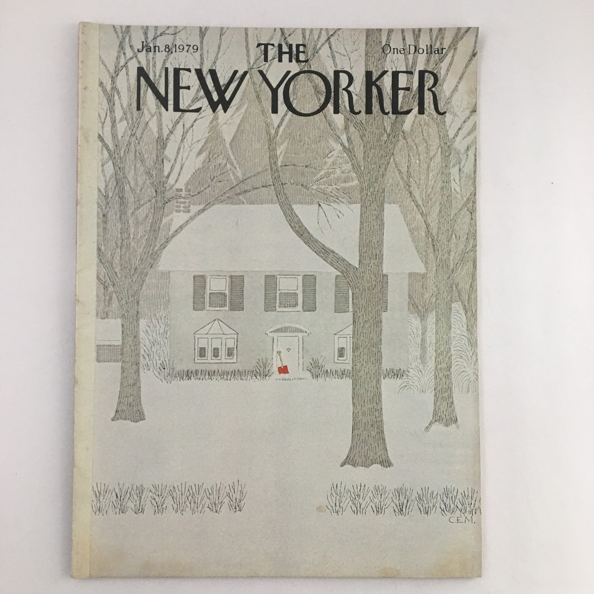 The New Yorker Magazine January 8 1979 cover featuring 'House in the Snow' by Charles E. Martin, showcasing an illustration of a snowy landscape with a house.