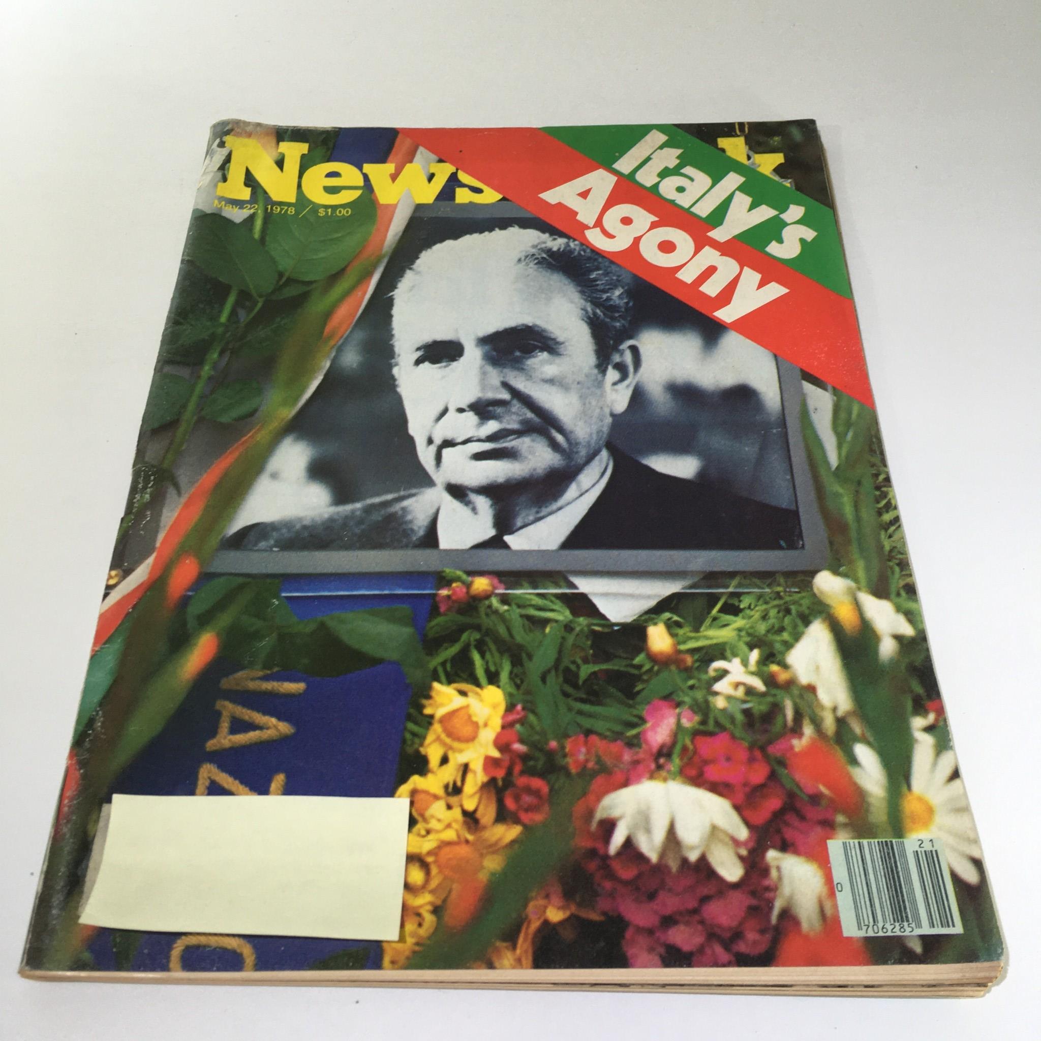 Cover of Newsweek Magazine from March 22, 1978, featuring the headline 'Italy's Agony' with a prominent black and white photograph and colorful floral background.