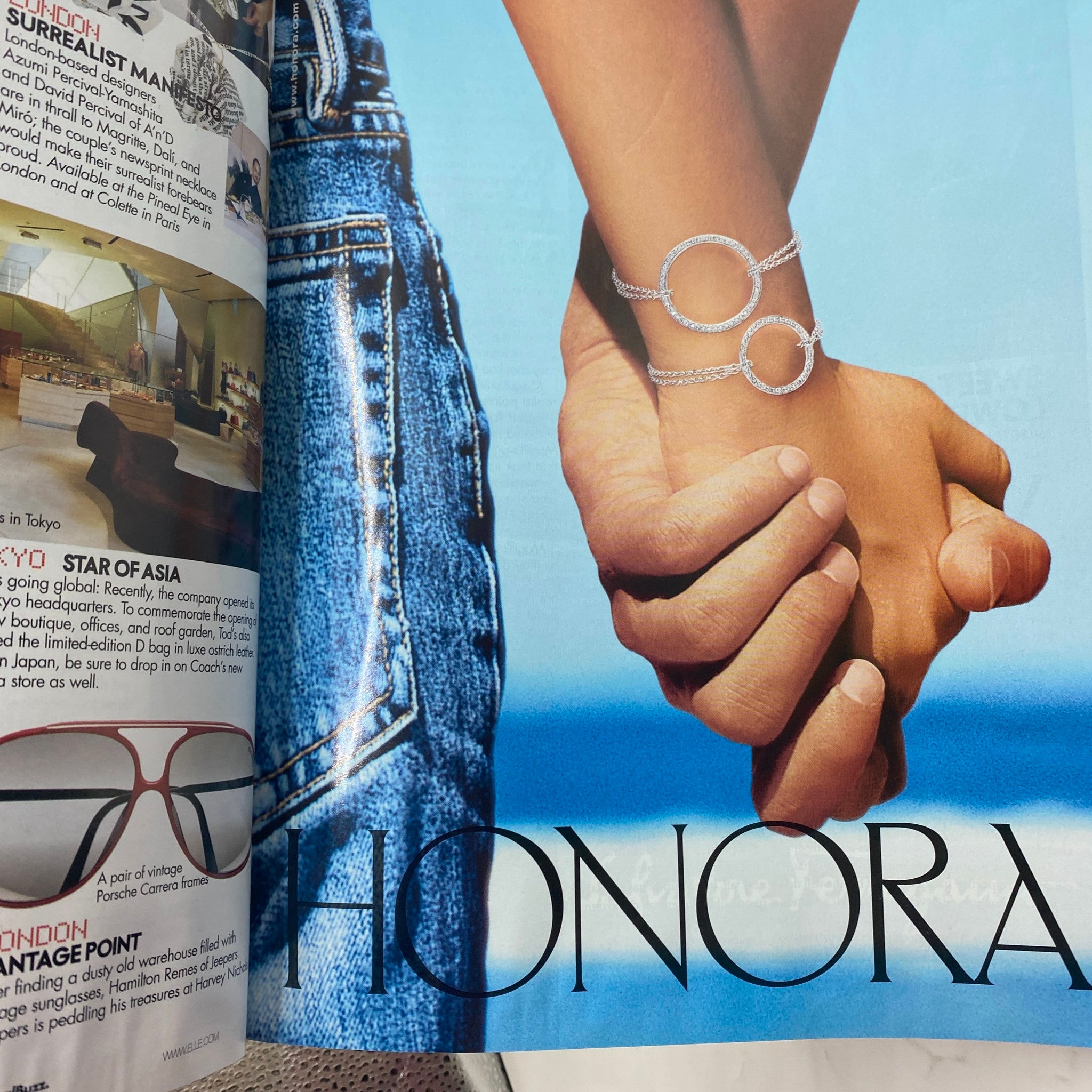 Featured editorial spread in Elle Magazine April 2005 with a focus on spring fashion trends and accessories.