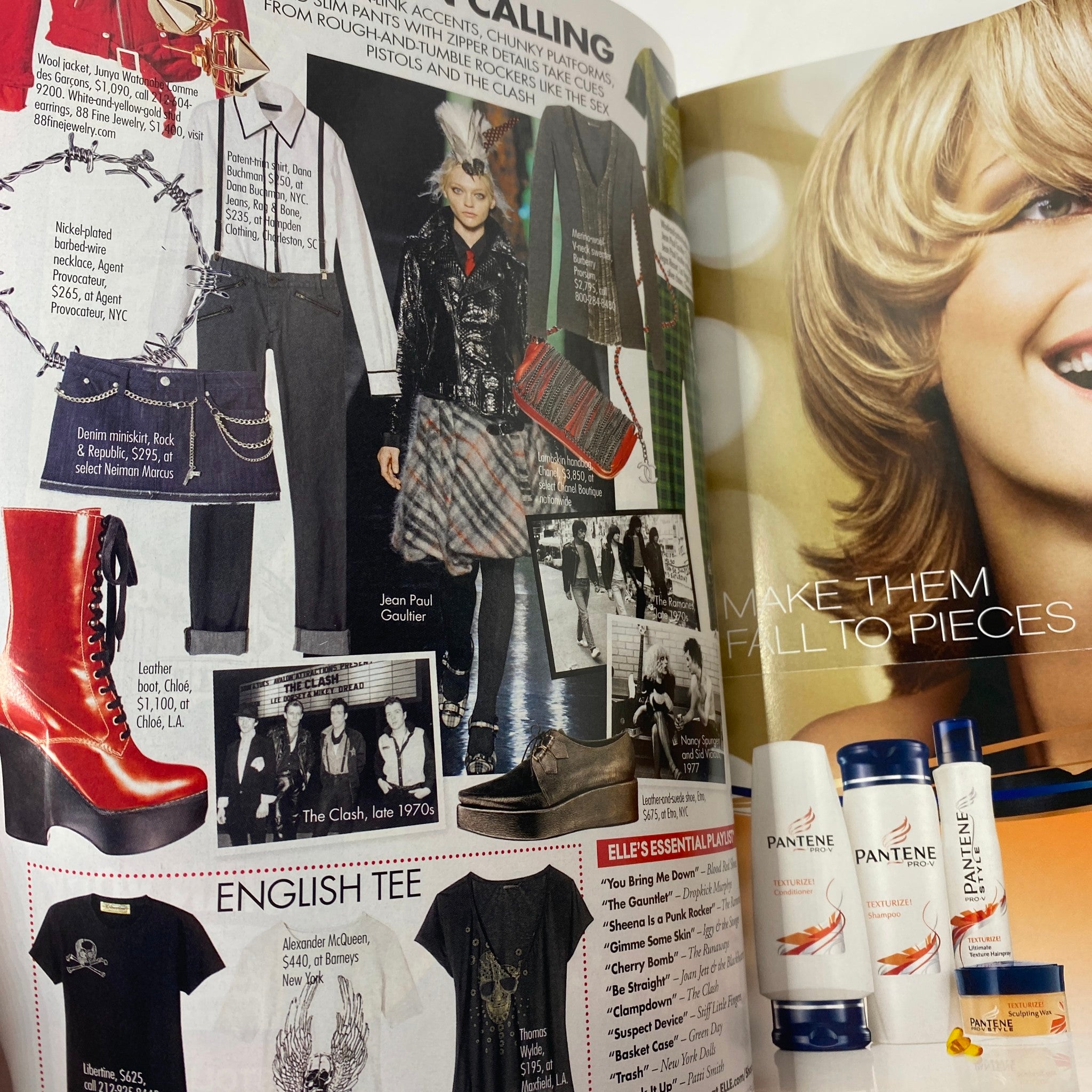 Elle Magazine July 2007 Kelly Clarkson Cover showcasing a layout of trendy fashion pieces including vintage styles and modern accessories.
