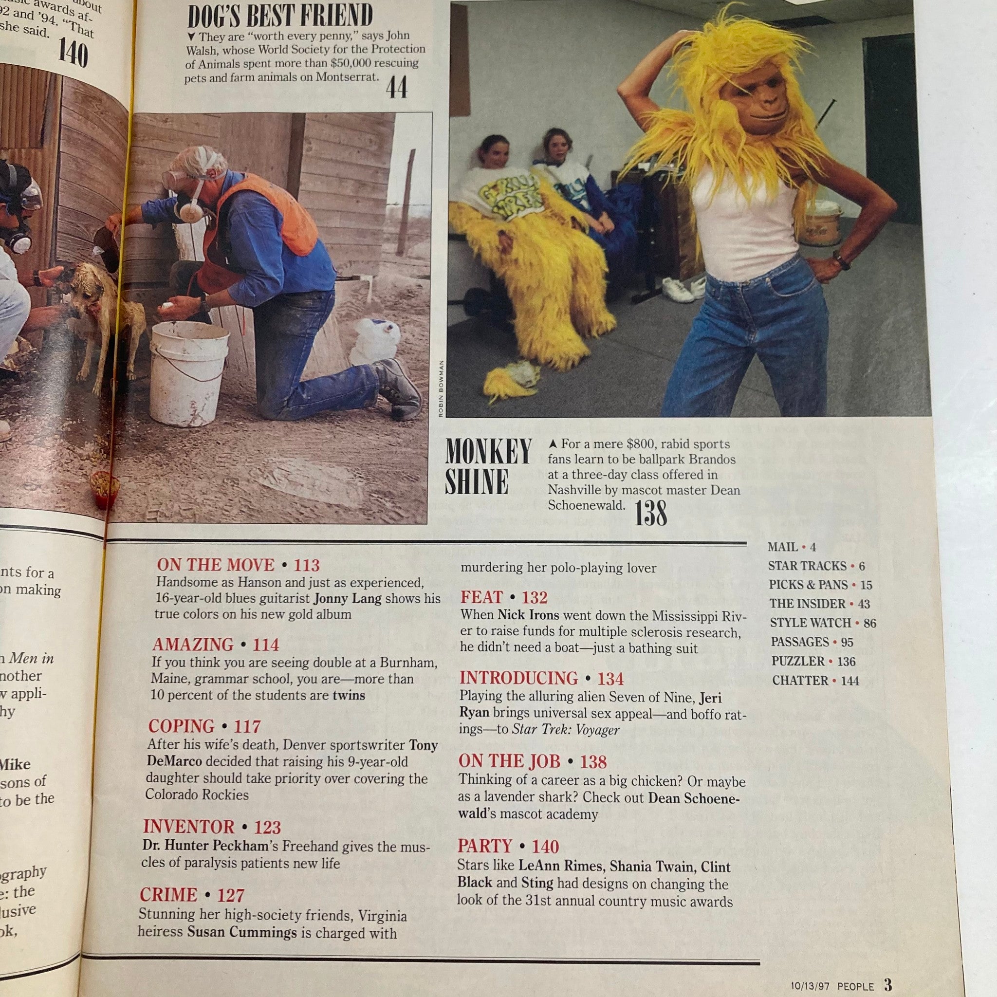 Another inside page of People Weekly Magazine, October 13, 1997, displaying additional articles and images related to the cultural highlights of the late 1990s, including entertainment and social issues.