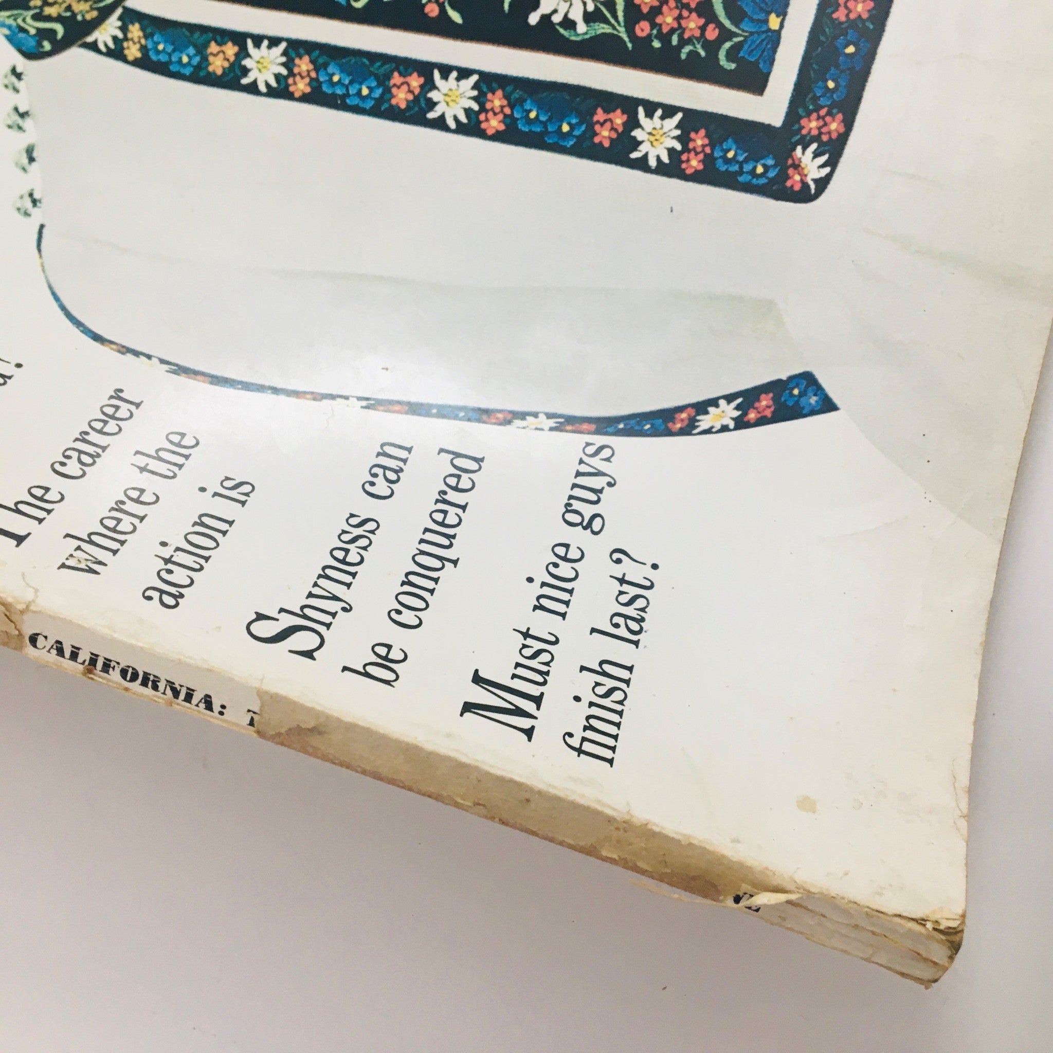 Corner of Seventeen Magazine March 1968 Spring Fling of New Hairdos showing details and minor wear.