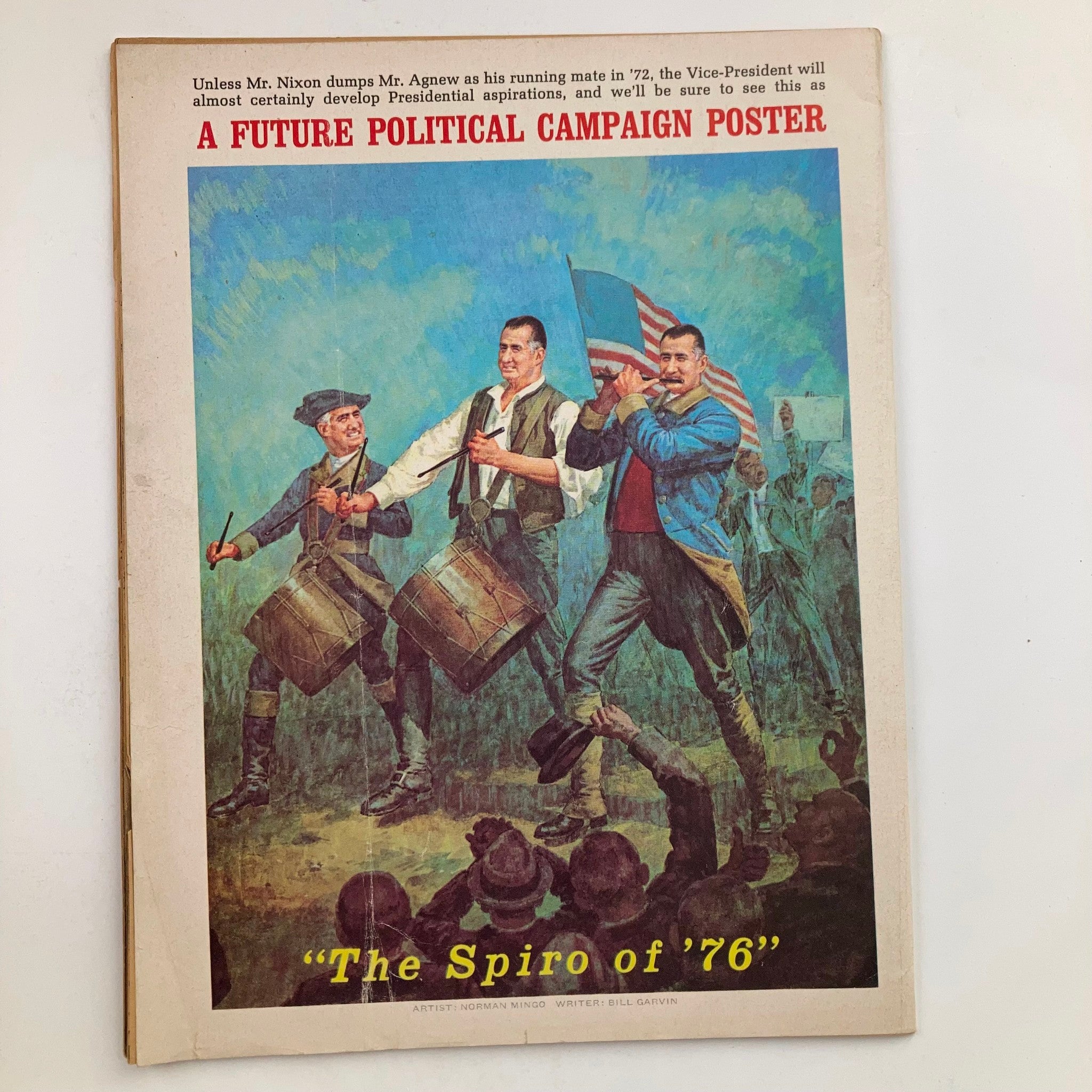 Cover of Mad Magazine, December 1970, Issue No. 139 titled 'The Loud Minority' featuring a colorful illustration by Norman Mingo. The artwork depicts a future political campaign poster with three men, one holding an American flag, and an audience in the foreground.