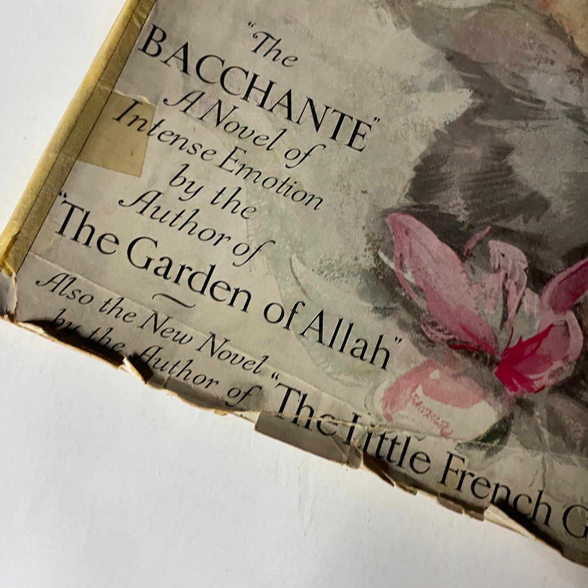 Close-up of the VTG Cosmopolitan Magazine title page from December 1926, highlighting 'The Bacchante' and 'The Garden of Allah' novels.