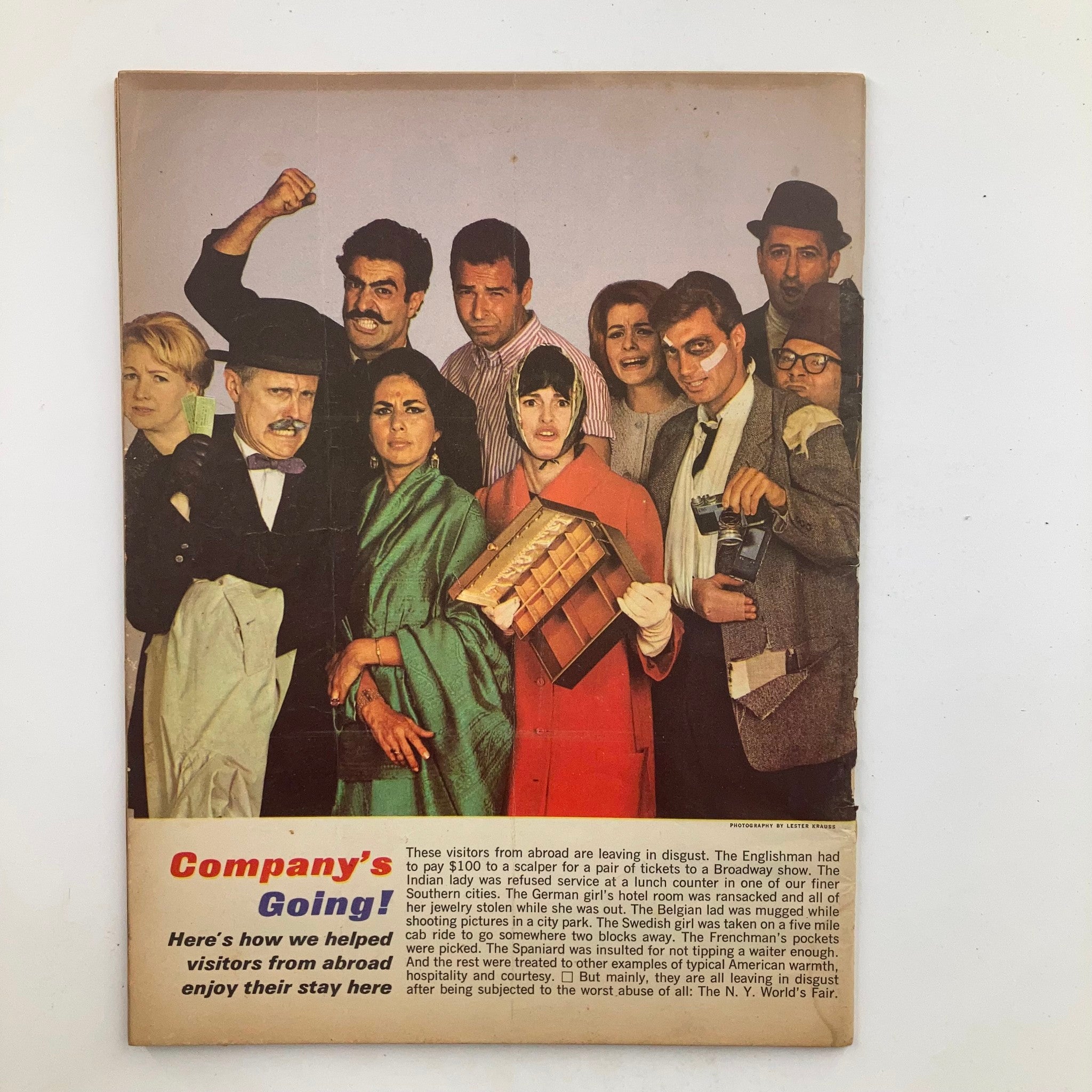 Back cover of Mad Magazine March 1965 No. 93, showcasing a humorous portrayal of diverse characters dressed for a comedic scenario, emphasizing the magazine's iconic satire and cultural commentary.