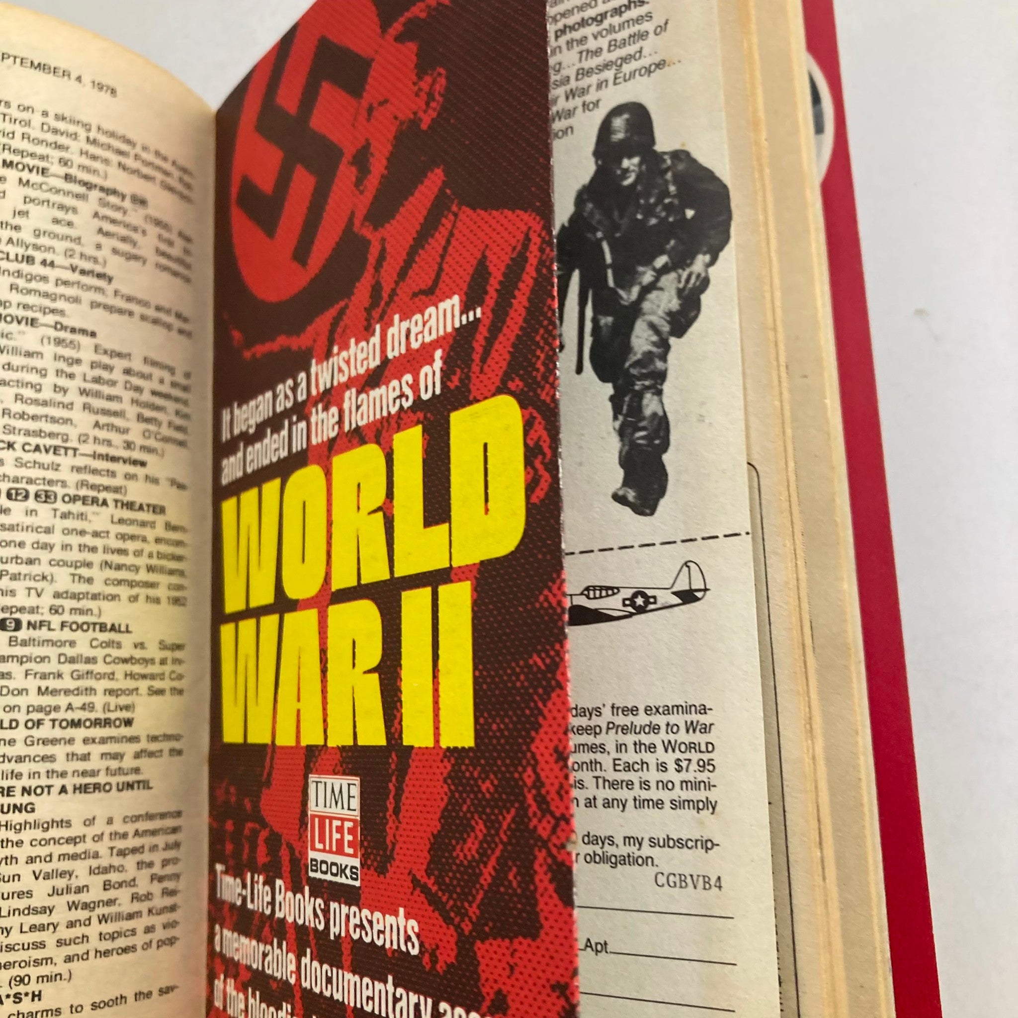 Close-up of an advertisement from TV Guide Magazine September 2 1978 #1327, promoting the documentary series on World War II.