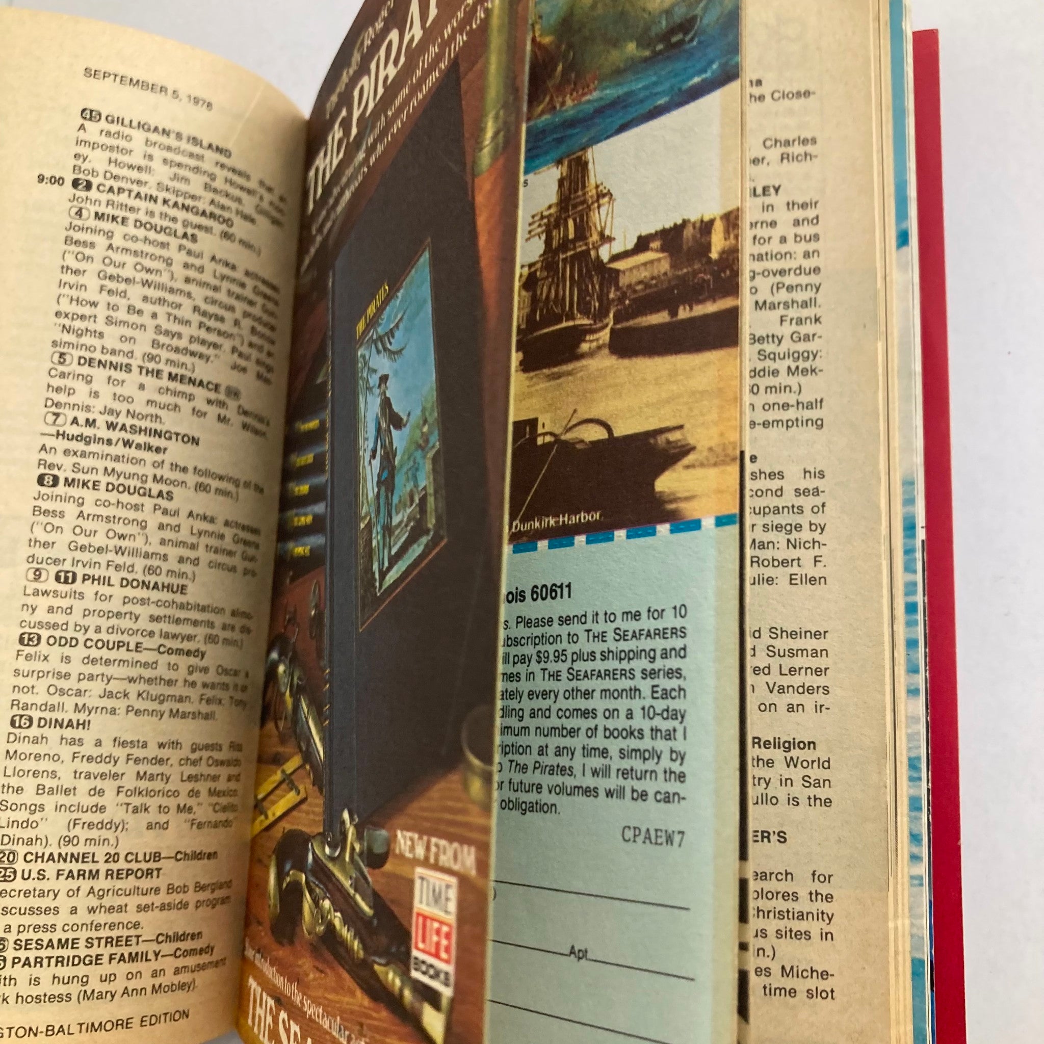 Inside page of TV Guide Magazine September 2 1978 Pro Football '78 Facts WA-Baltimore Ed, featuring TV listings and advertisements.