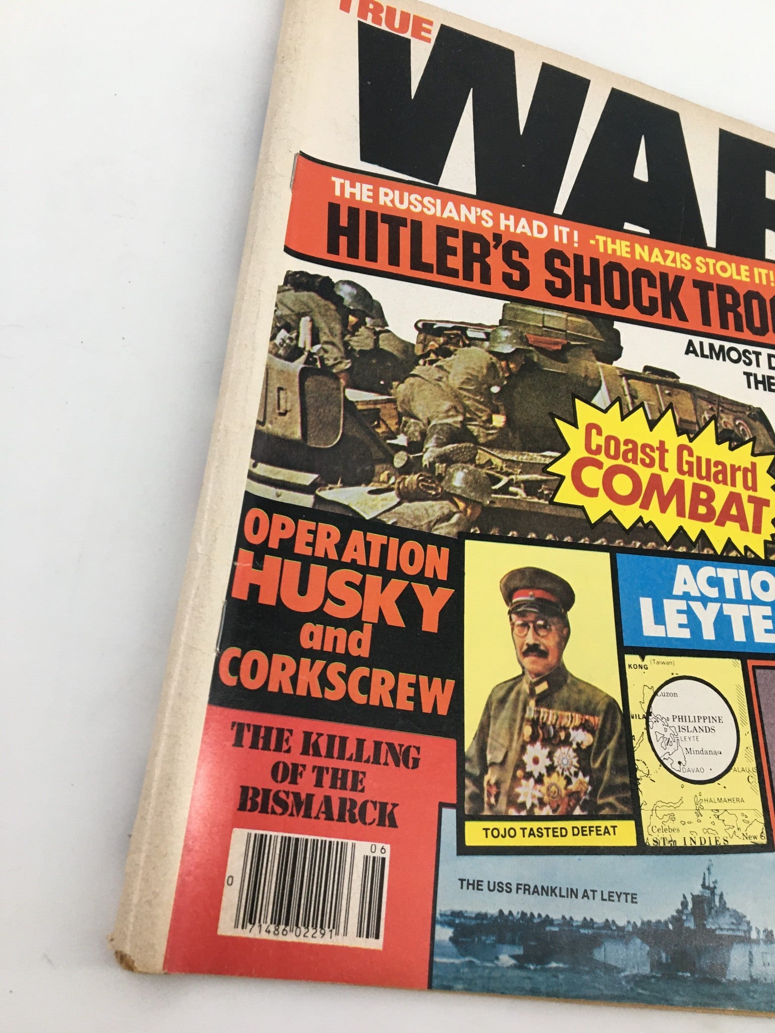 Side view of VTG True War Magazine June 1979, showcasing detailed headlines about World War II events and notable figures, including Hitler's Shock Troops.