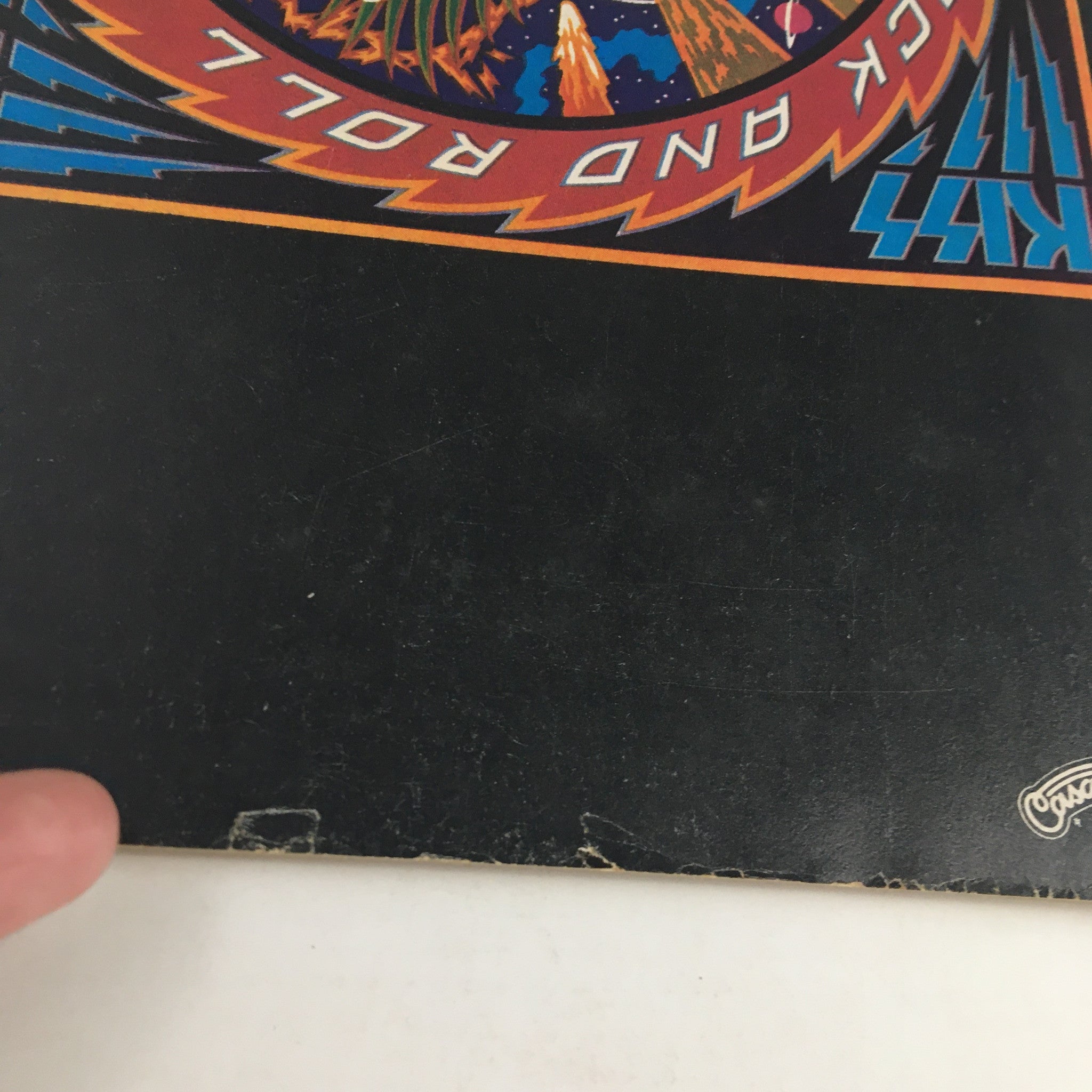 Back cover detail of Song Hits Magazine April 1977 showcasing wear and a protective covering.