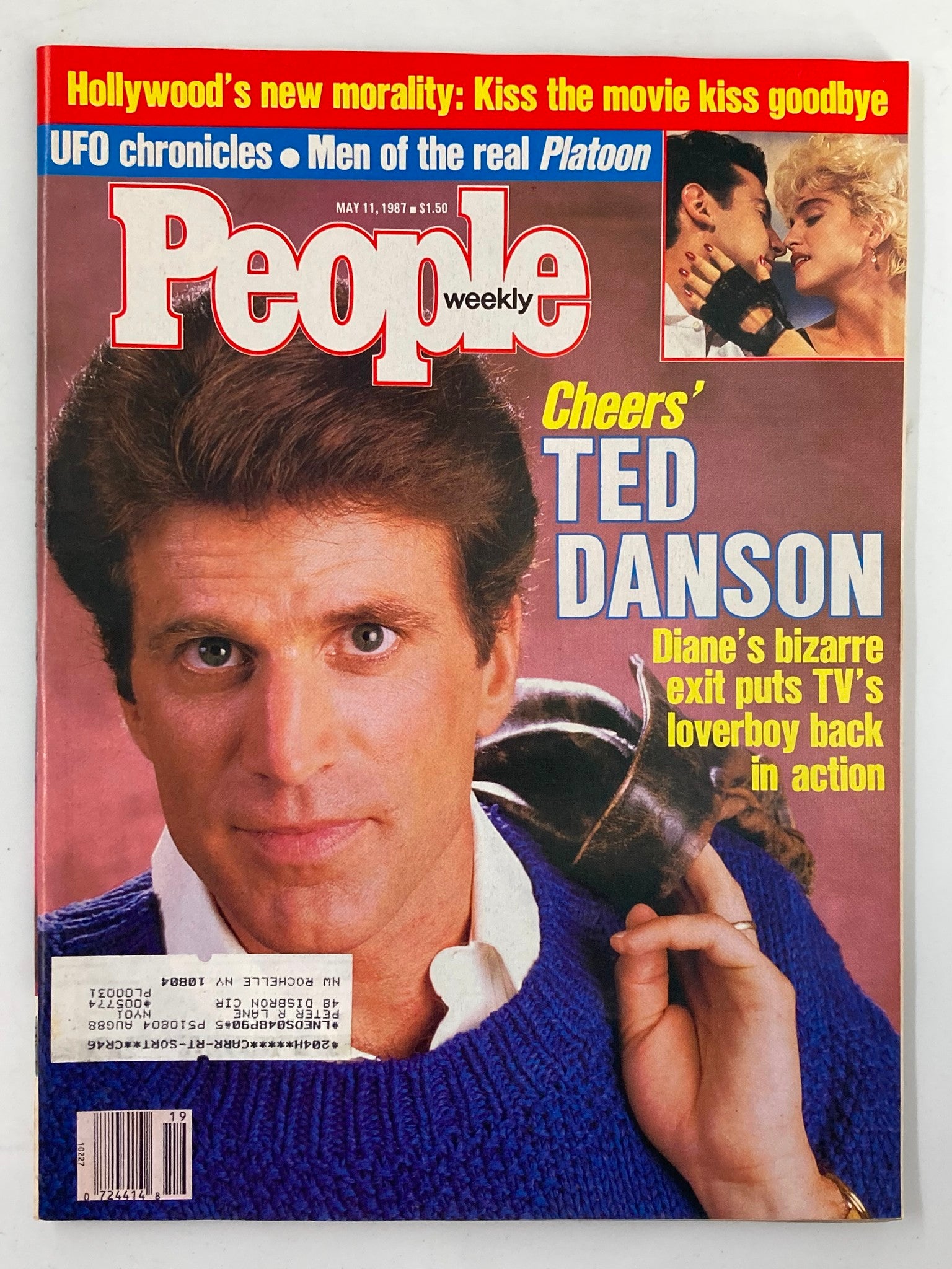Cover of People Weekly Magazine from May 11, 1987 featuring Ted Danson and Madonna, highlighting 1980s pop culture and entertainment.