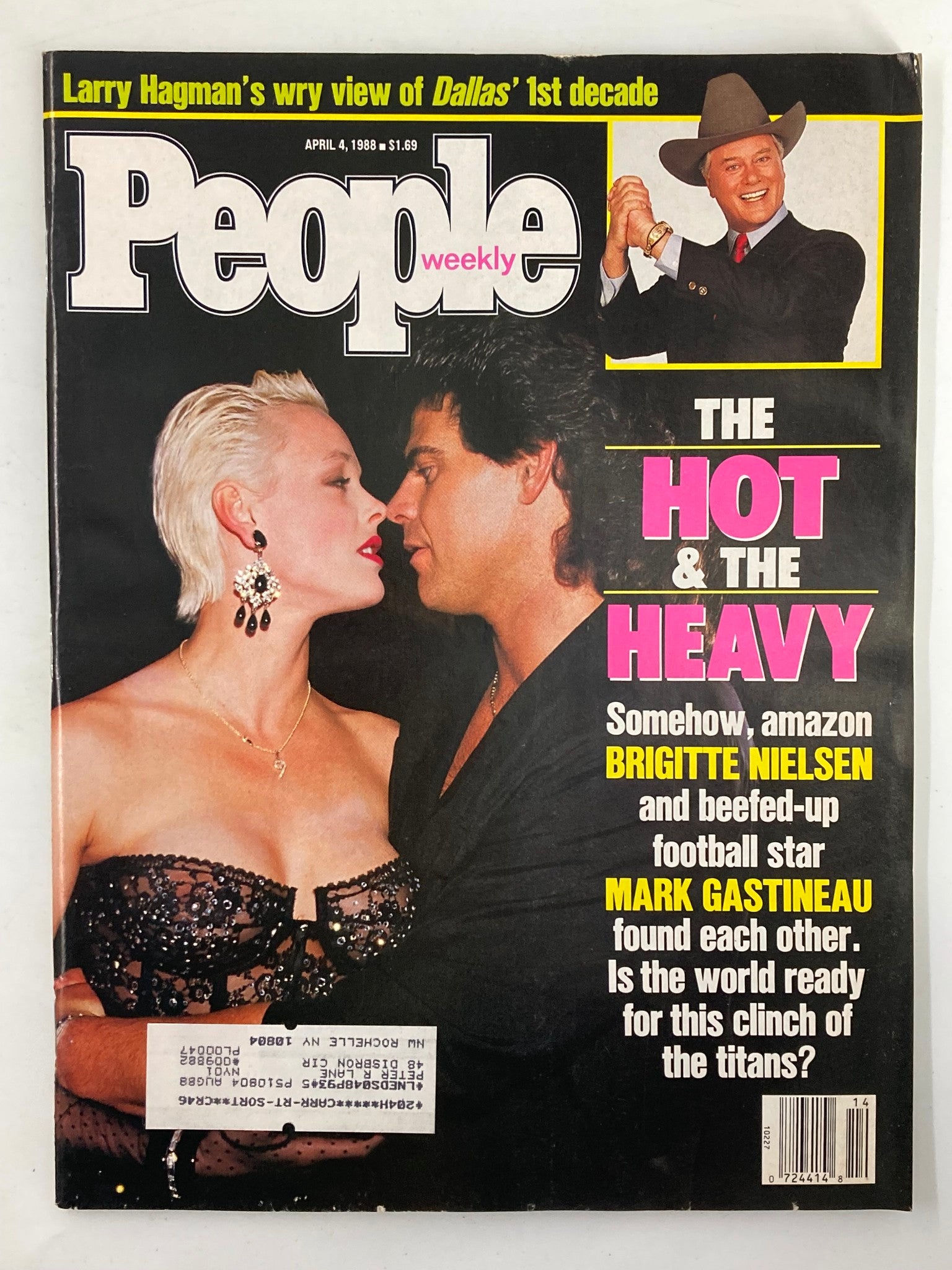VTG People Weekly Magazine April 4 1988 featuring Brigitte Nielsen and Mark Gastineau, showcasing iconic pop culture of the late 80s.