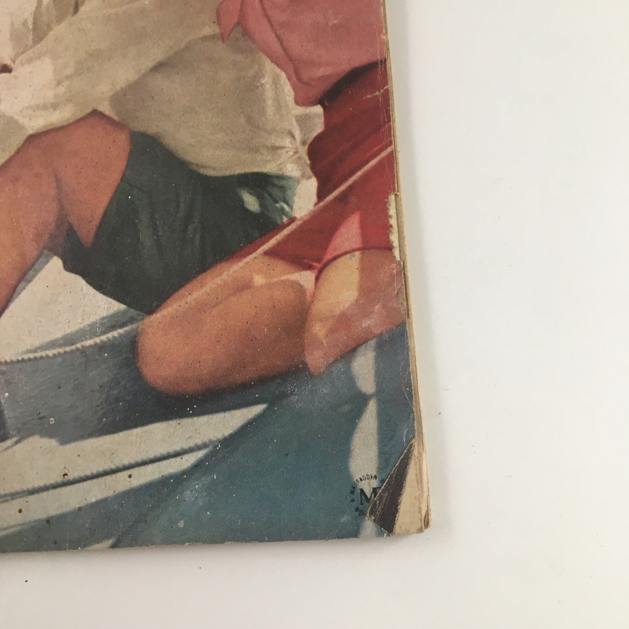 Close-up detail of the cover of Photoplay Magazine March 1964, highlighting the courtship of Jack and Jackie, with a focus on the couple's attire and the magazine's vintage look.