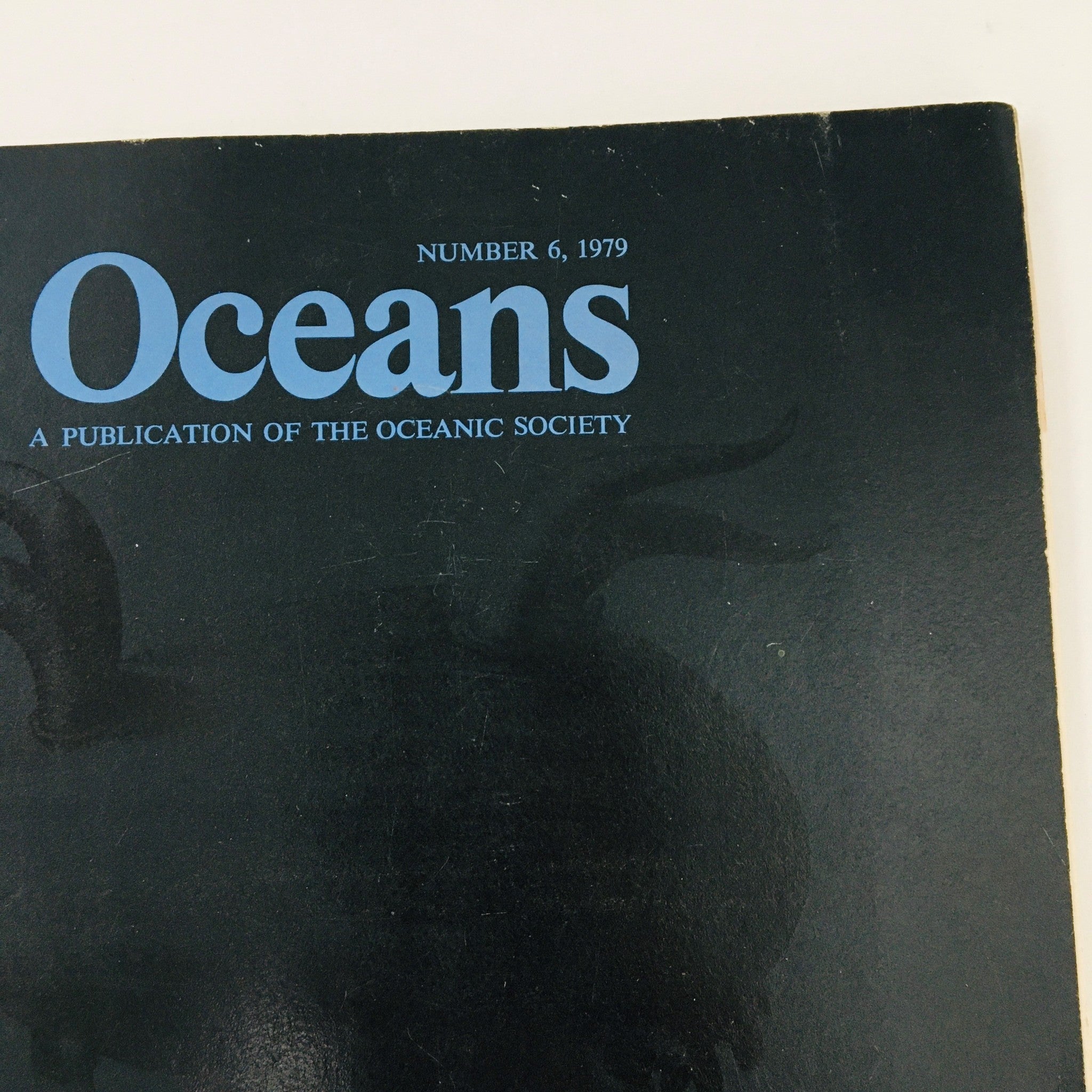 Detail of the cover of Oceans Magazine, November 1979 Vol 12 No. 6, showcasing the title and publication information.