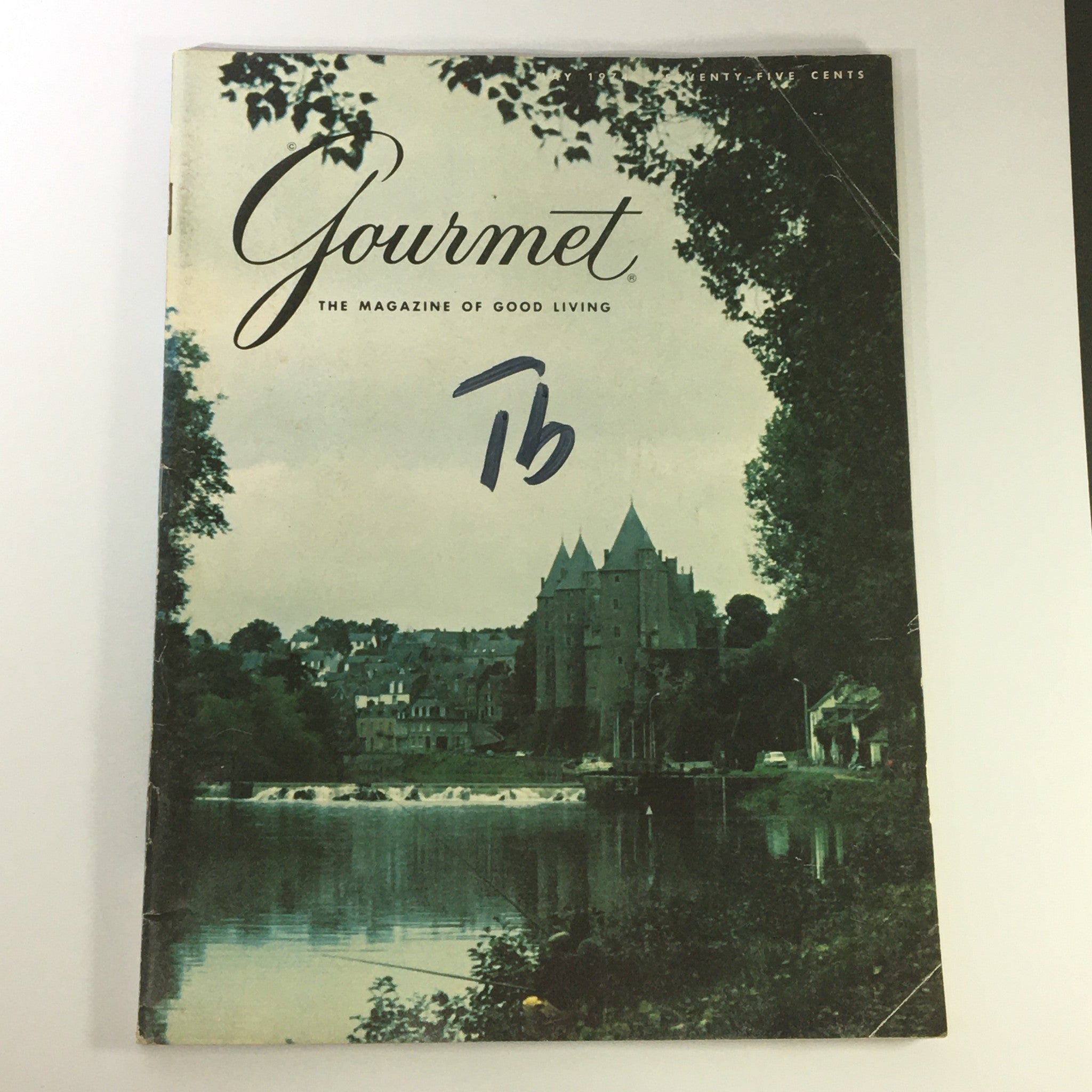 Cover of VTG Gourmet Magazine, May 1974 issue featuring Derby Day Breakfast. The magazine showcases culinary themes and a picturesque landscape, illustrating the essence of good living.