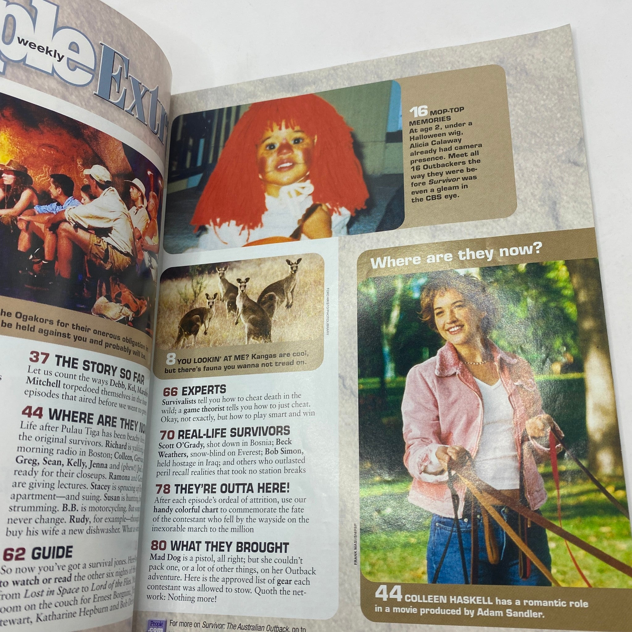 Another page from People Weekly Extra Magazine Spring 2001 All About Survivor, featuring more content about the show's cast and behind-the-scenes insights.