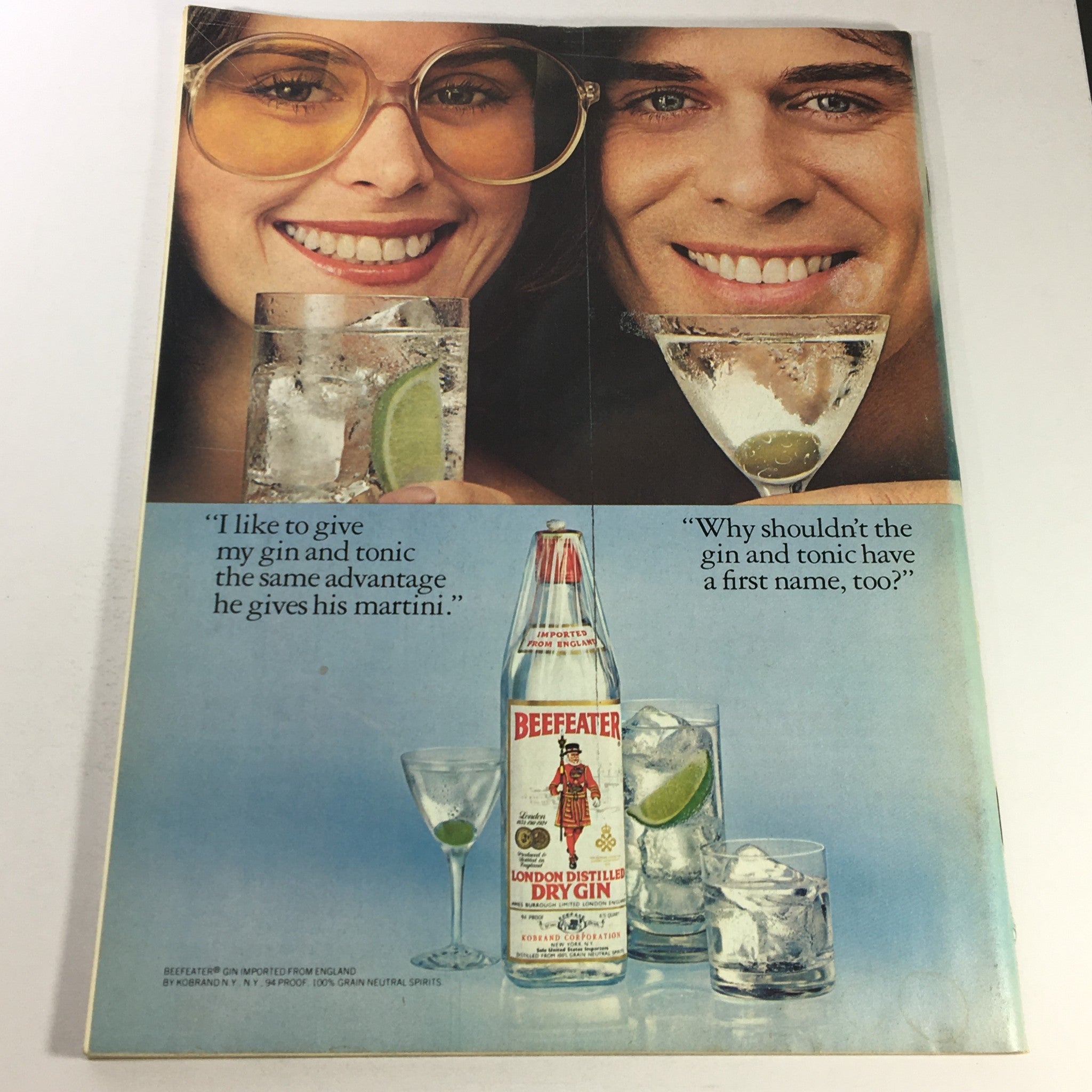 Back cover of the June 1978 issue of 'Gourmet The Magazine of Good Living,' showcasing a vintage advertisement for Beefeater gin, featuring a smiling couple enjoying cocktails, highlighting the social aspects of gourmet living.