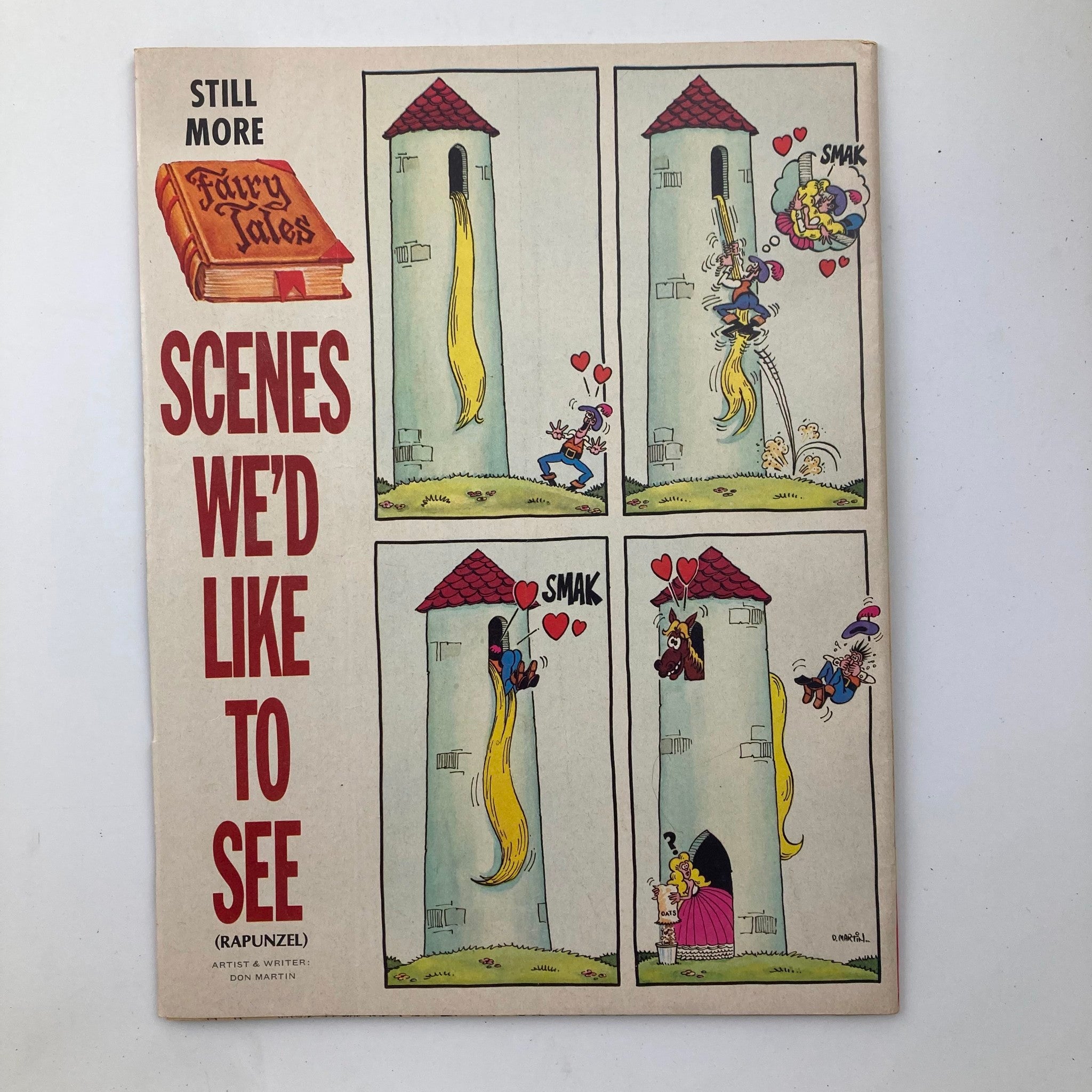 Mad Magazine March 1978 No. 197 humorous comic panel titled 'Scenes We’d Like to See (Rapunzel)' illustrating a comedic take on the classic fairytale.