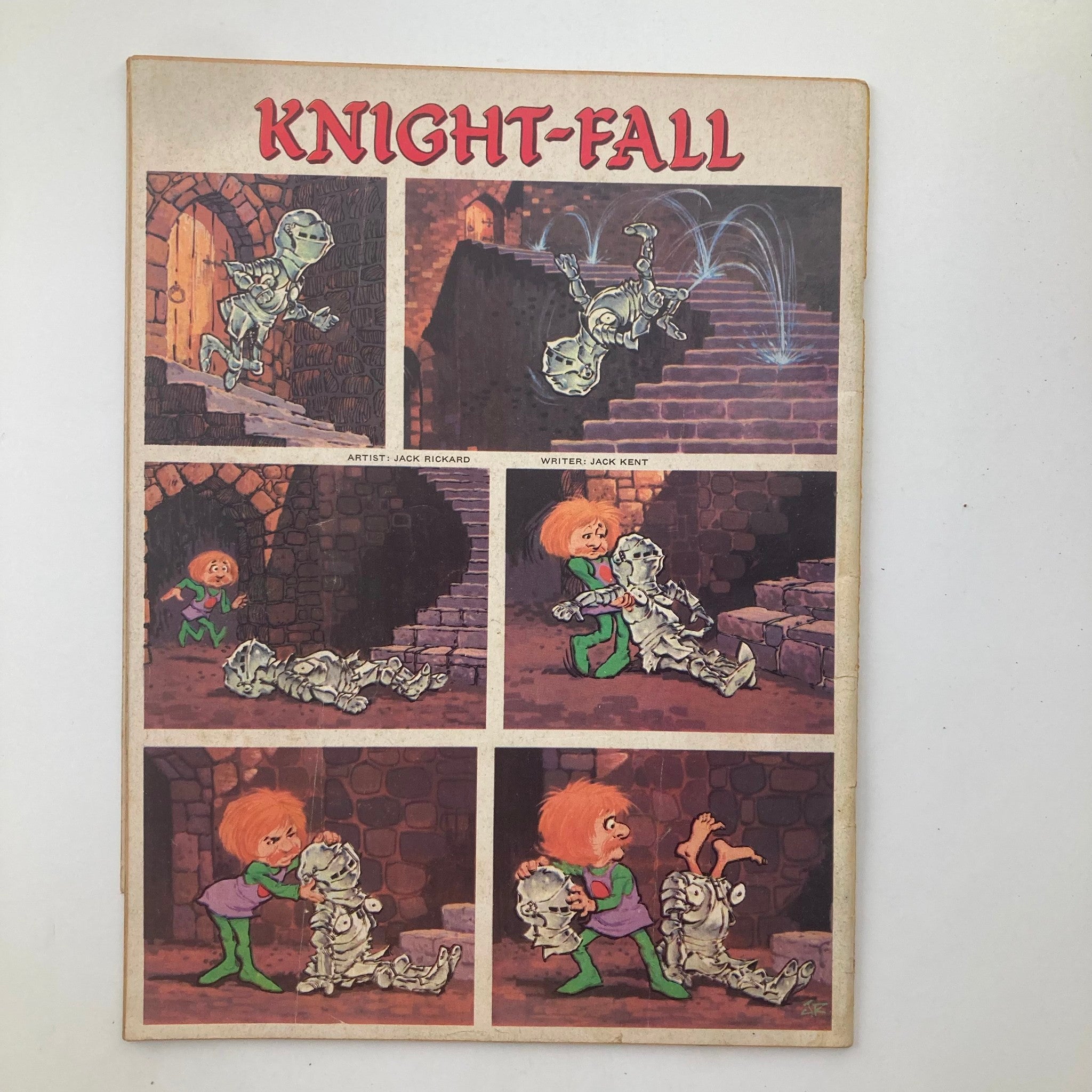 Back cover illustration of Mad Magazine January 1970 No. 132 featuring a comic strip titled 'Knight-Fall', showcasing whimsical artwork and storytelling typical of the magazine's comedic style.