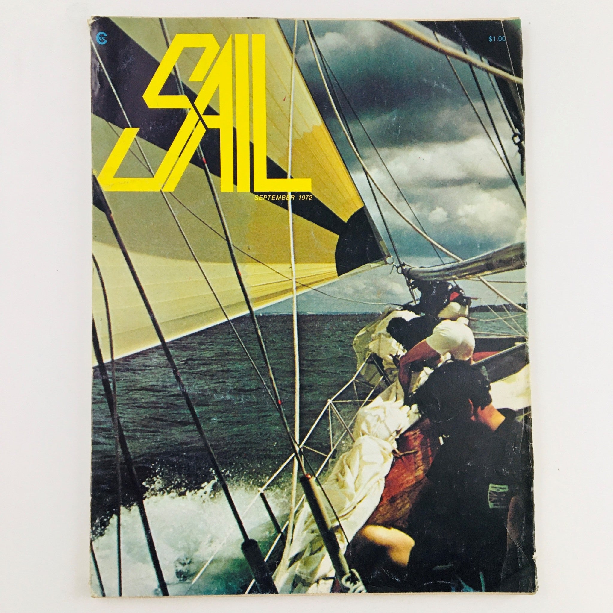 Cover of Sail Magazine September 1972 featuring a Star Cut Pinnaker, photo by Norris D. Hoyt, showcasing a sailing scene with vibrant sails and ocean waves.