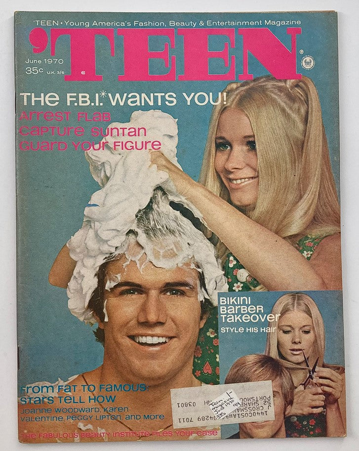 VTG Teen Magazine June 1970 Vol 14 #6 cover featuring models with playful hairstyles, showcasing vintage fashion trends and advertisements from the 1970s.