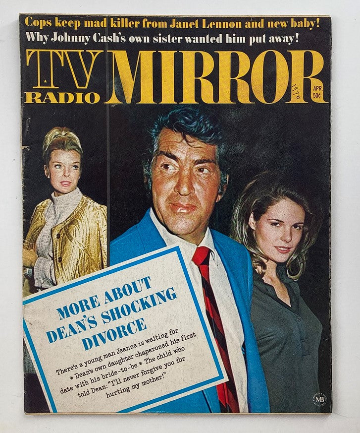 VTG TV Radio Mirror Magazine April 1970 Vol 70 #5 featuring Dean Martin on the cover alongside two female figures, showcasing vintage entertainment nostalgia.
