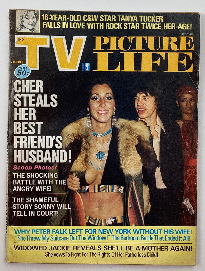 VTG TV Picture Life Magazine June 1975 Cover featuring Cher, Peter Falk, and other stars, showcasing retro television culture.