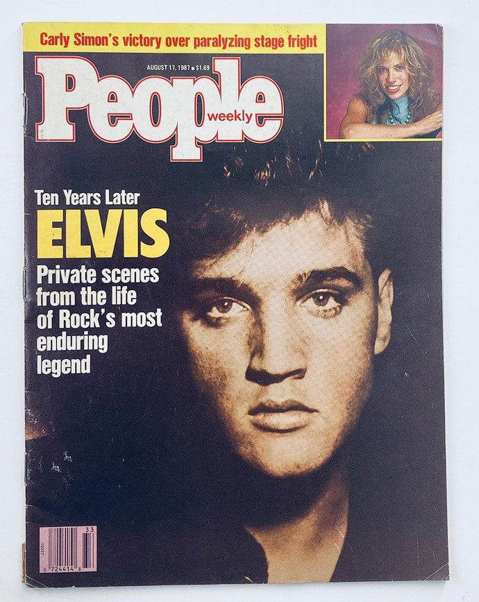 People Weekly Magazine August 1987 cover featuring Elvis Presley, highlighting 'Ten Years Later' and private scenes from the life of the iconic rock legend.