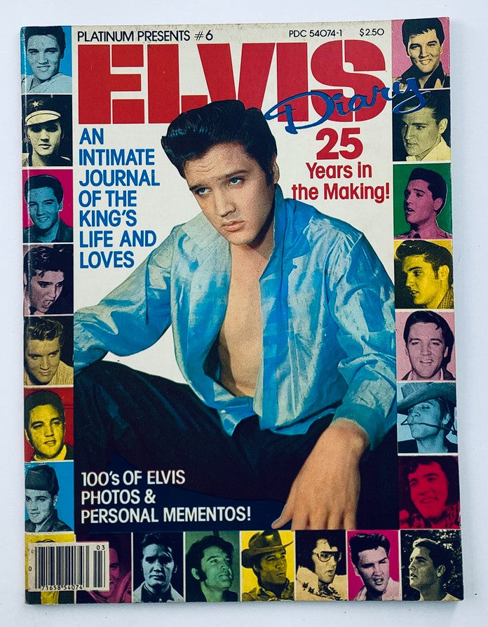 VTG Platinum Magazine 1979 The Elvis Presley Diary An Intimate Journal featuring a captivating cover with Elvis Presley and colorful portraits. This vintage magazine showcases exclusive insights and personal mementos from the life of the iconic entertainer.