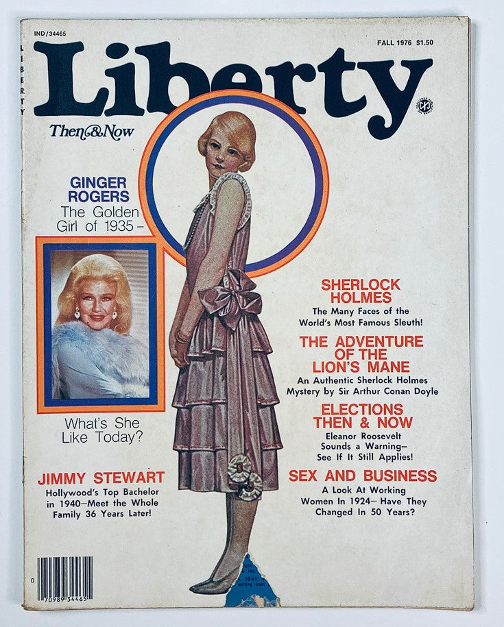 Cover of VTG Liberty Magazine Fall 1976 Vol 2 #3 featuring Ginger Rogers as 'The Golden Girl' with articles on Sherlock Holmes and Jimmy Stewart.