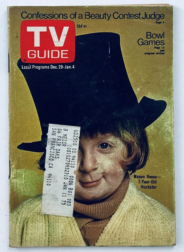 TV Guide Magazine December 29, 1973 featuring Mason Reese on the cover, showcasing vintage design and nature of television programming during the 1970s.