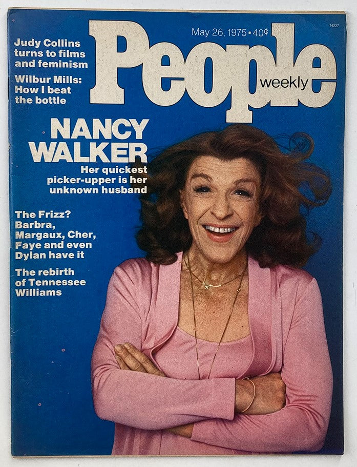 Cover of People Weekly Magazine, May 26, 1975, featuring actress Nancy Walker. The vibrant design highlights her joyful expression and includes the title, 'People weekly' along with intriguing article teasers.
