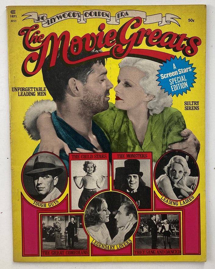 Cover of VTG The Movie Greats Magazine No. 3, 1971 featuring the tagline "Hollywood's Golden Era" with images of leading actors and themes including Tough Guys, Child Stars, and Legendary Lovers.