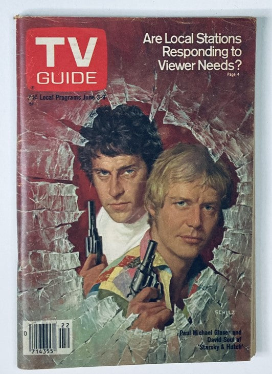 TV Guide Magazine cover from June 3, 1978 featuring Paul Michael Glaser and David Soul from Starsky & Hutch, showcasing retro television culture.