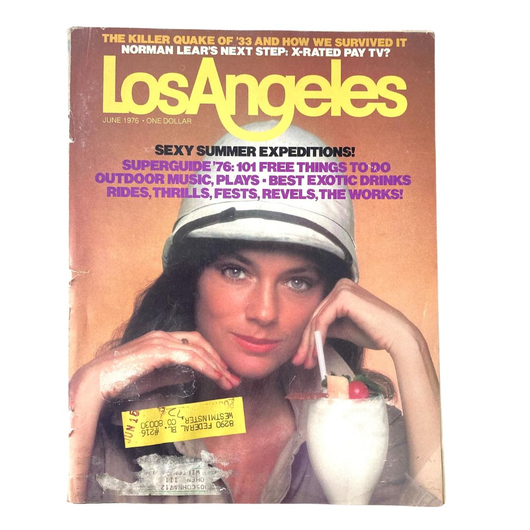 Cover photo of June 1976 Los Angeles Magazine featuring actress Jacqueline Bisset, highlighting Hollywood nostalgia and vintage culture.