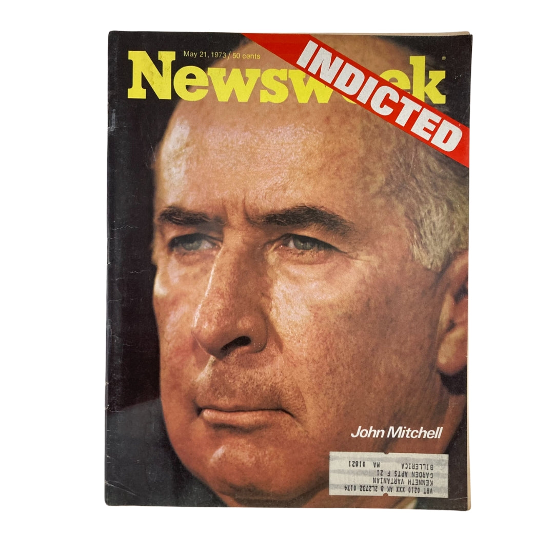 Cover of VTG Newsweek Magazine May 21 1973 featuring John Mitchell with the headline 'INDICTED' highlighting the Watergate scandal.