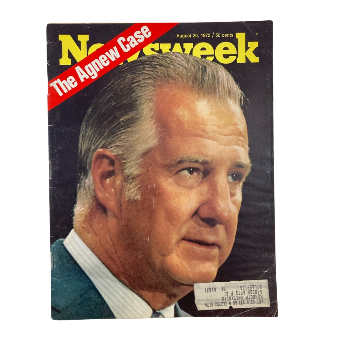 Cover of the VTG Newsweek Magazine August 20, 1973 featuring Spiro T. Agnew with the headline 'The Agnew Case' highlighting political events of the early 1970s.