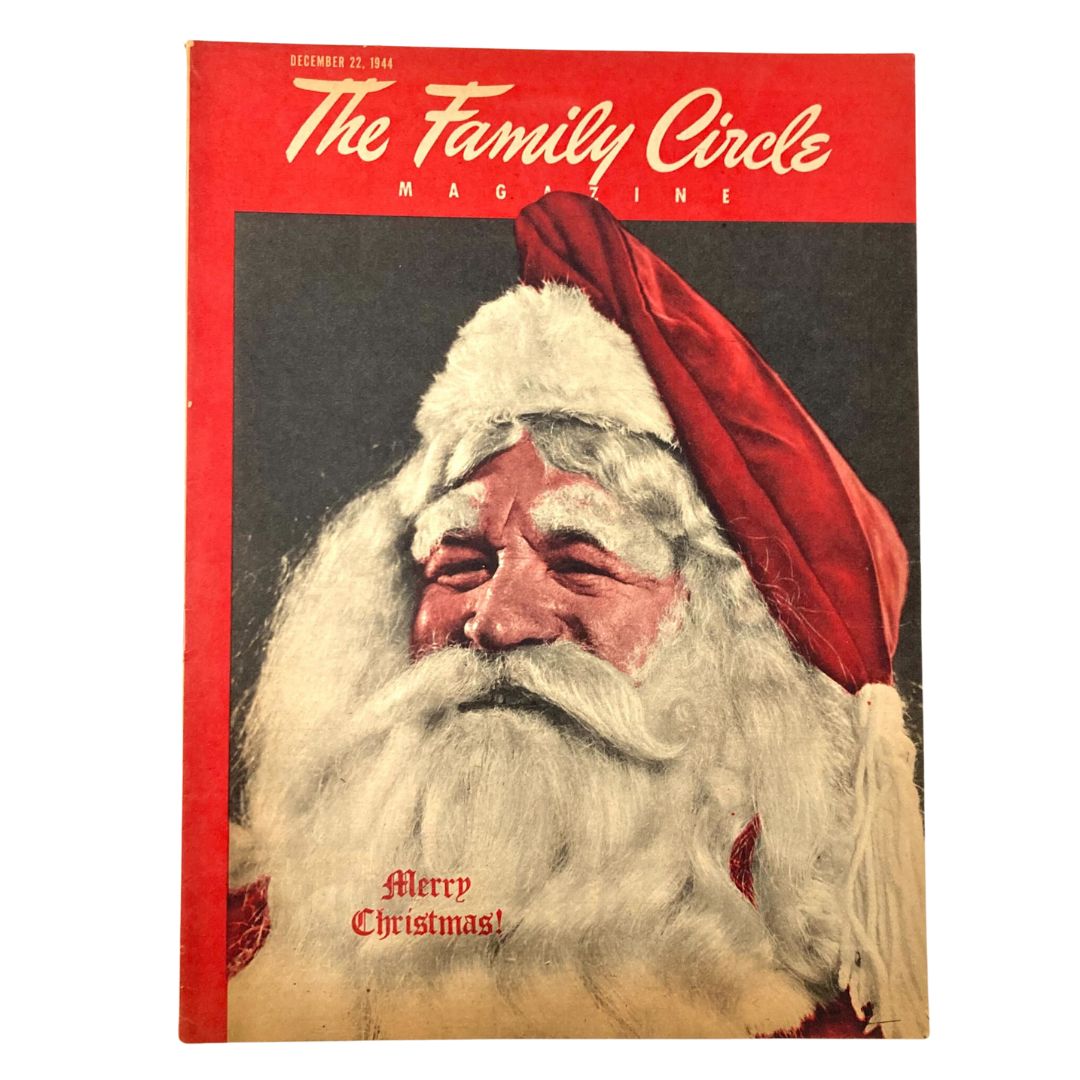 VTG The Family Circle Magazine December 22 1944 cover featuring Santa Claus with a festive 'Merry Christmas!' greeting, showcasing vintage holiday spirit.