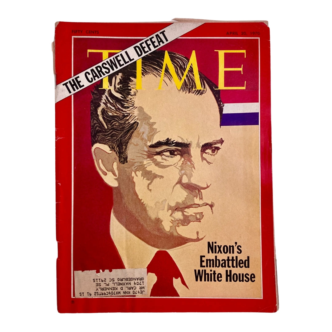 Front cover of VTG Time Magazine April 20 1970 featuring Richard Nixon's Embattled White House, showcasing Nixon's portrait and headline about the Carswell defeat.