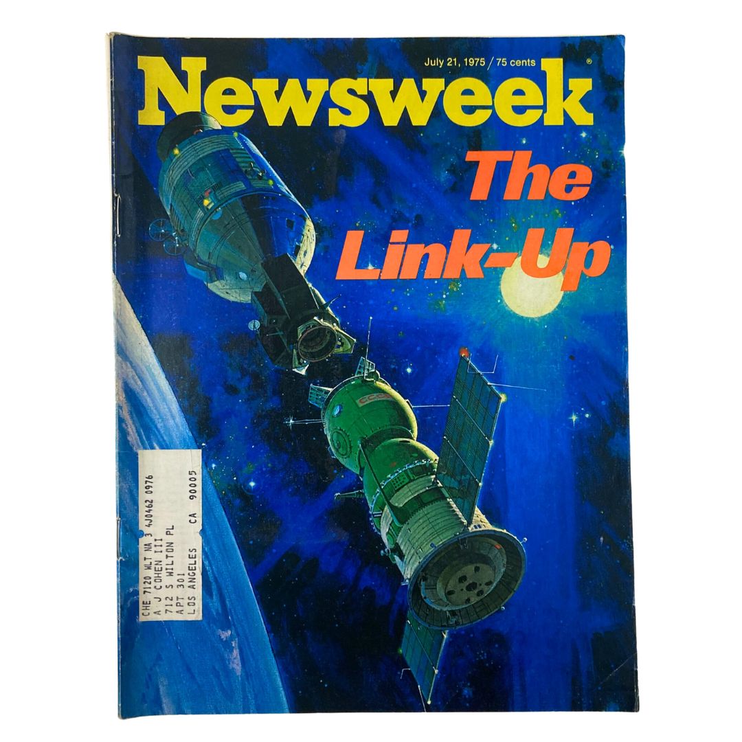VTG Newsweek Magazine July 21 1975 cover featuring the article 'The Link-Up' and a notable artistic depiction of space.