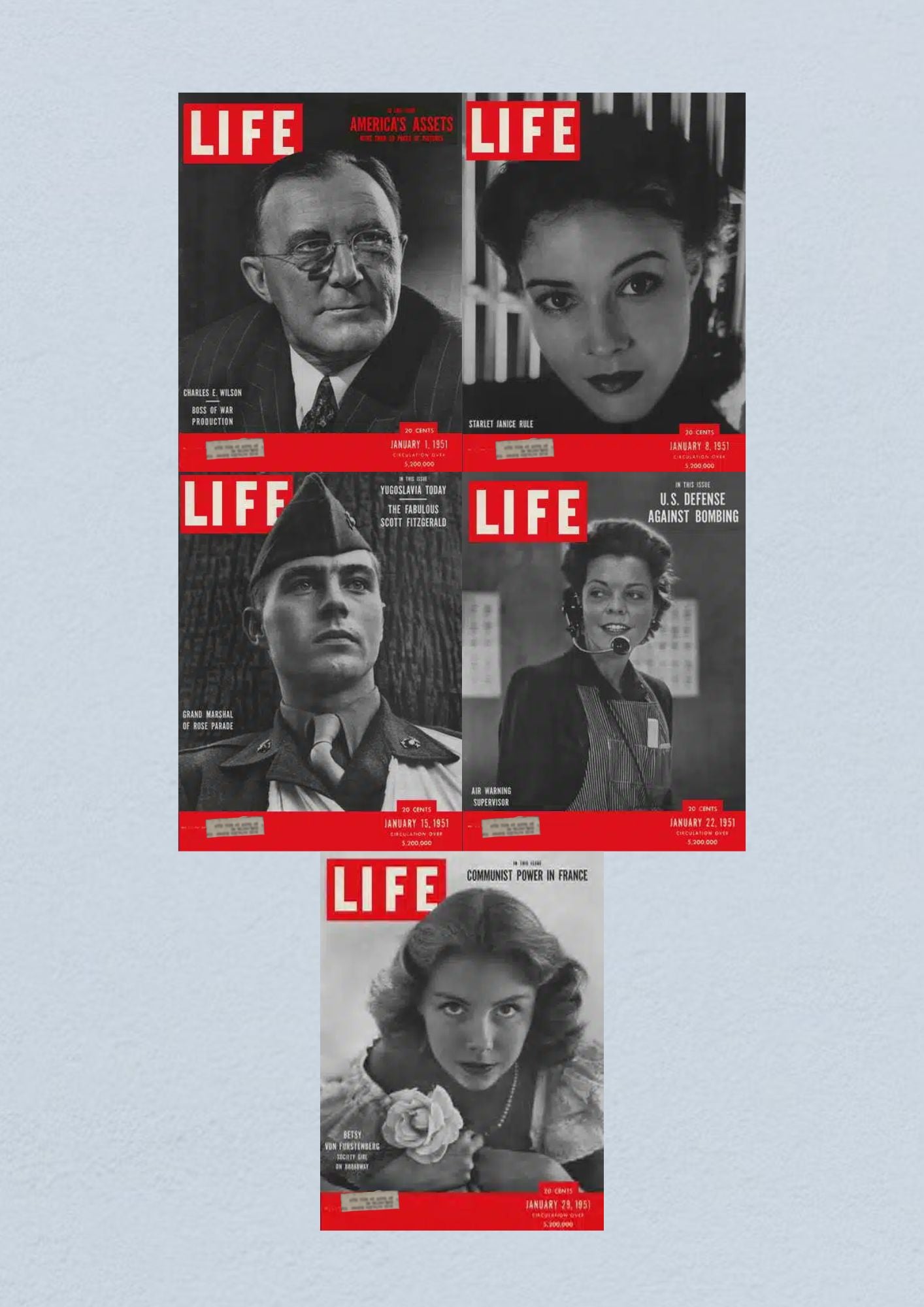 Life Magazine Lot of 5 Full Month January 1951 1, 8, 15, 22, 29