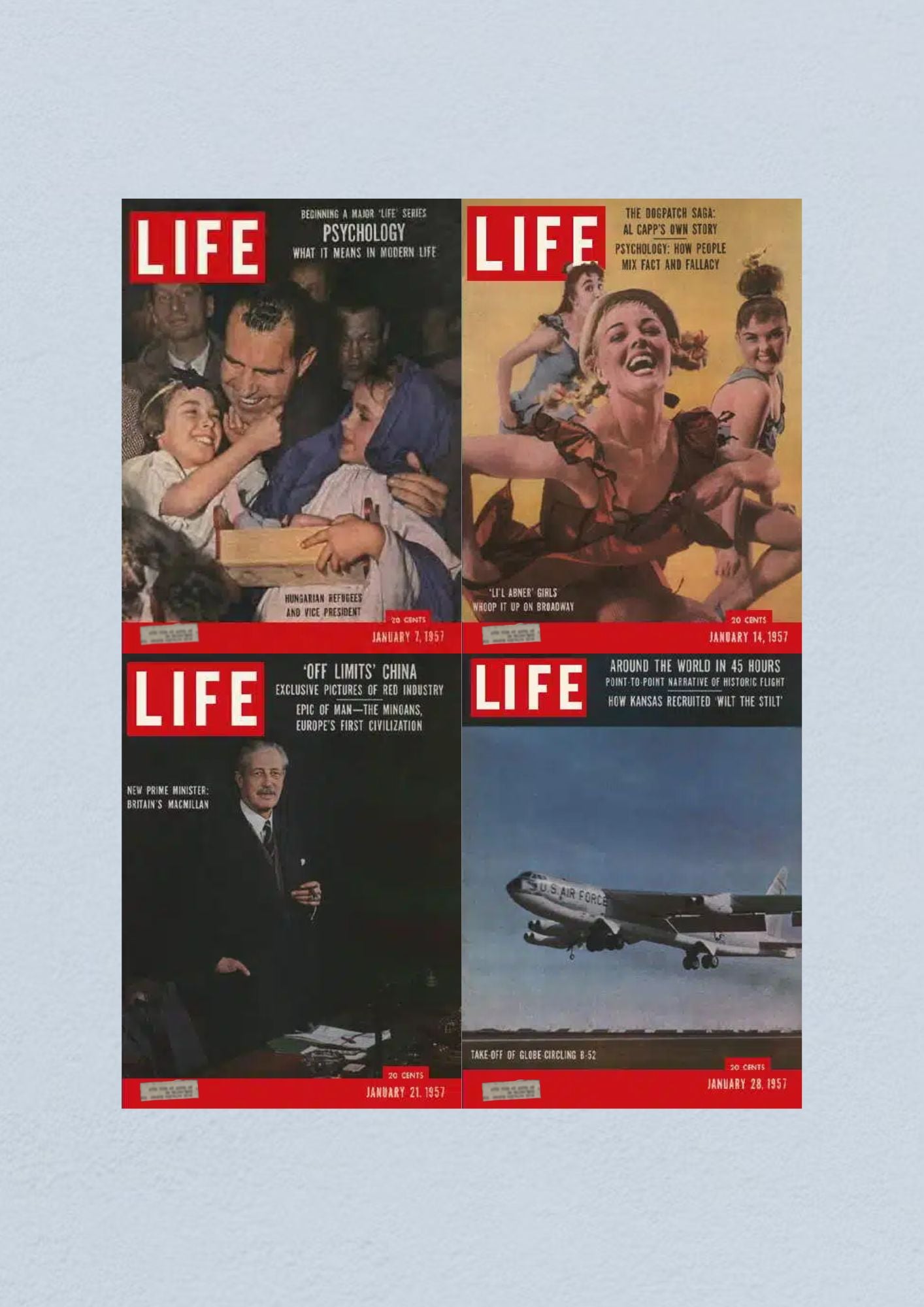 Life Magazine Lot of 4 Full Month January 1957 7, 14, 21, 28 Civil Rights Era