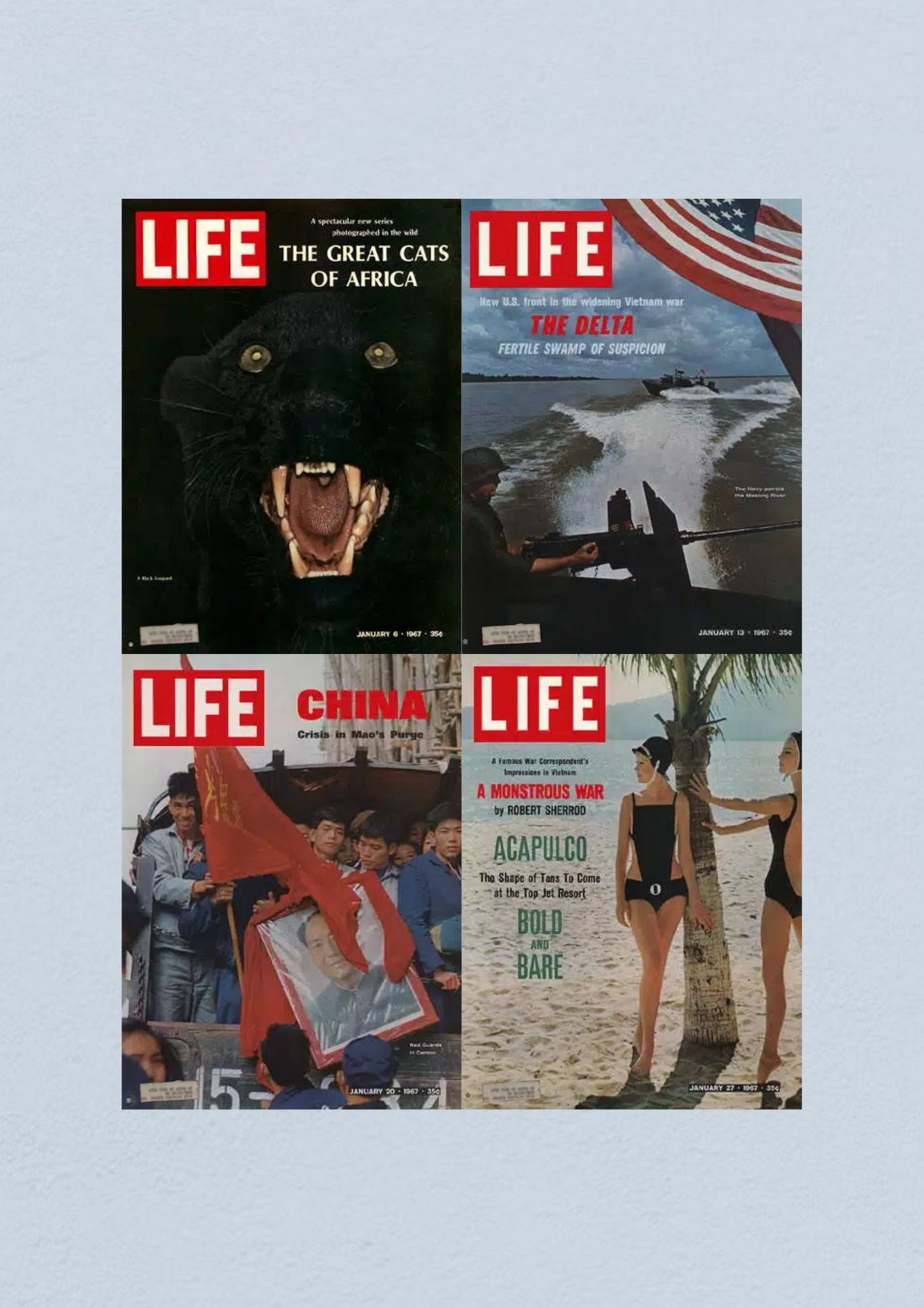 Life Magazine Lot of 4 Full Month of January 1967 6, 13, 20, 27